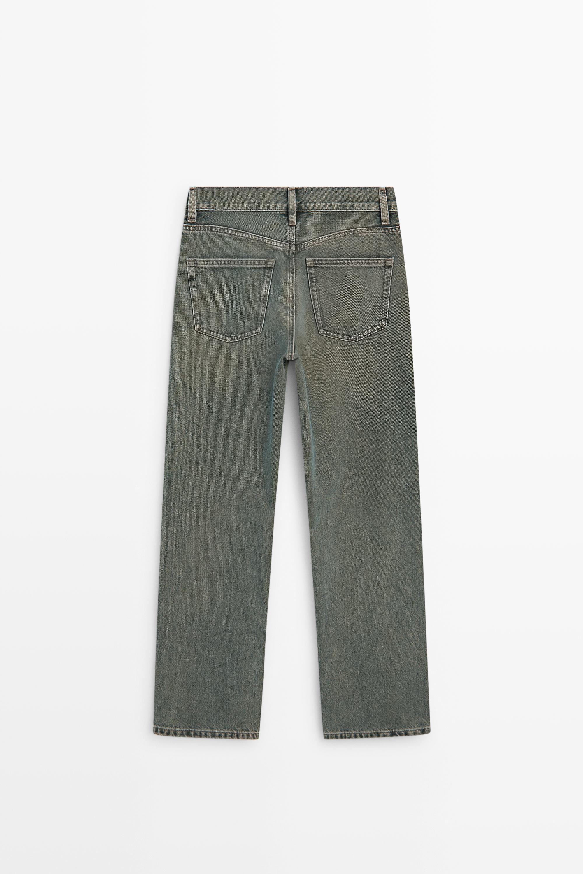 High-waist straight-leg jeans — BLUE