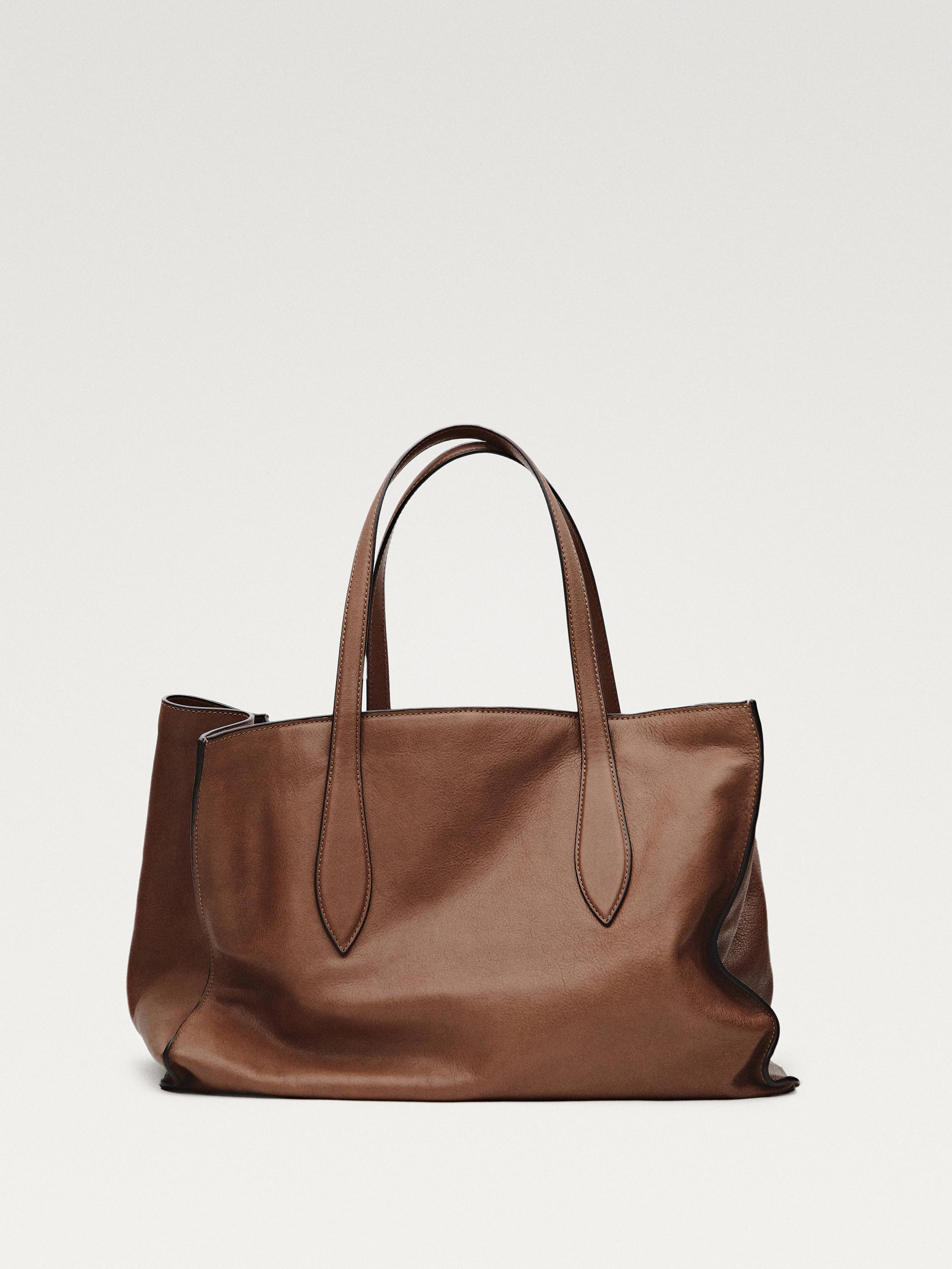 Maxi tote bag in pelle nappa