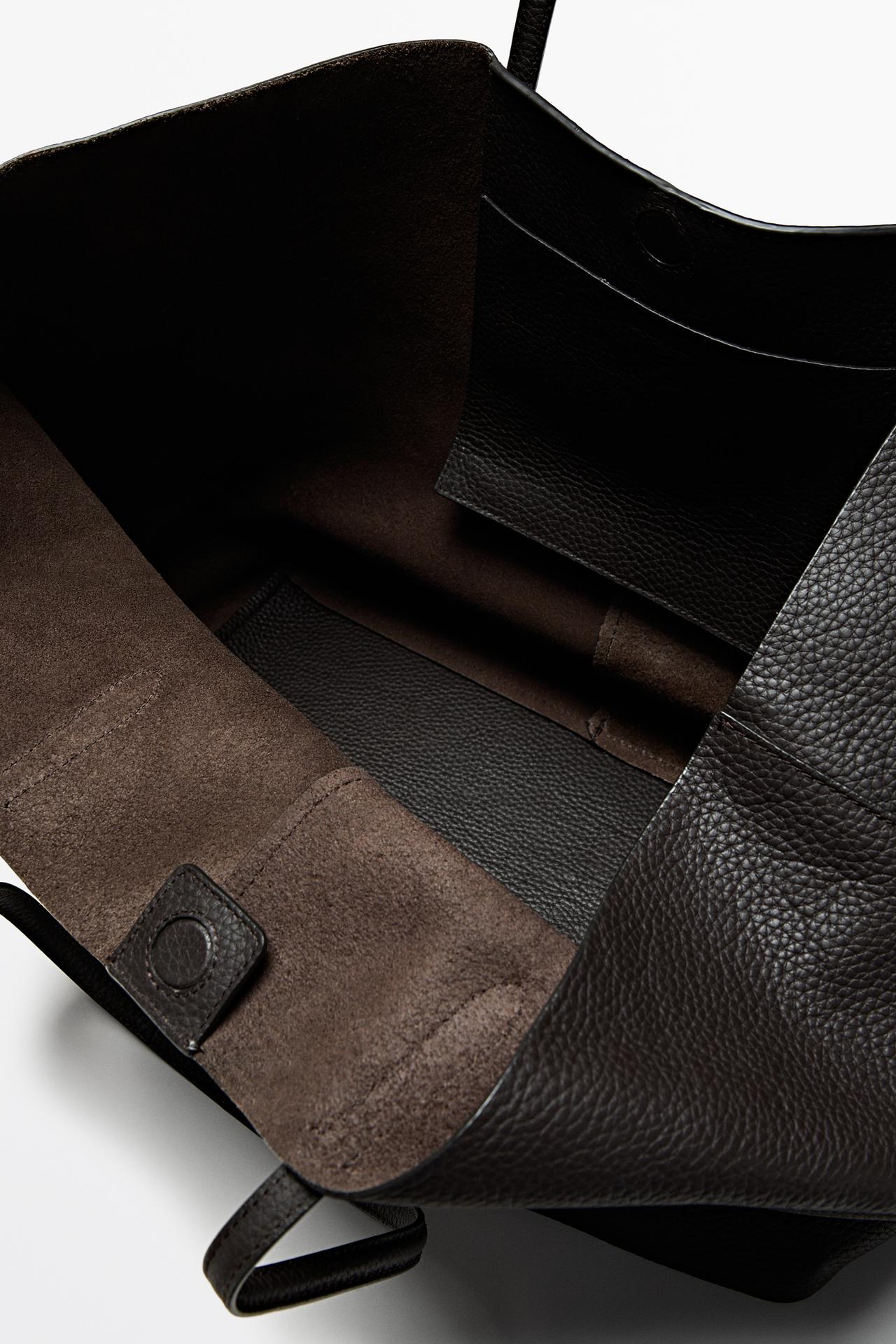 Large Nappa leather tote bag — BROWN