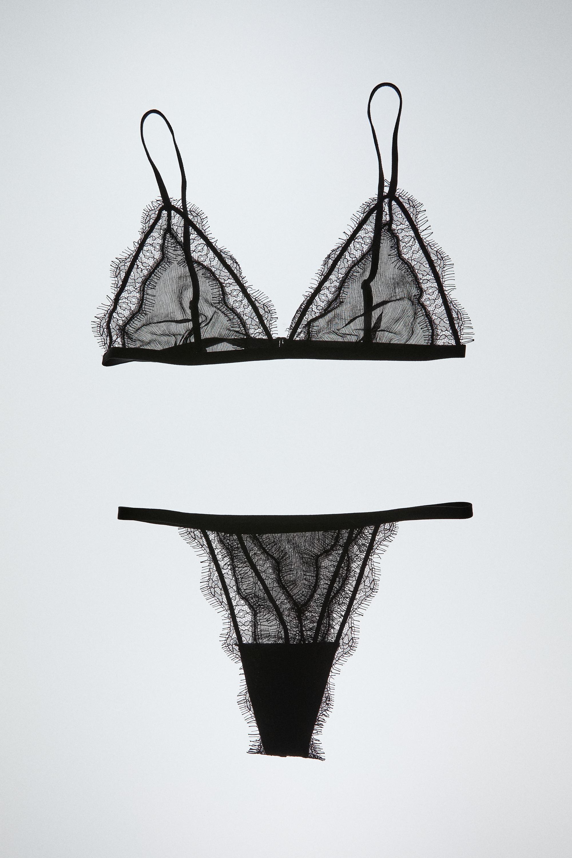 Bralette with lace detail — BLACK