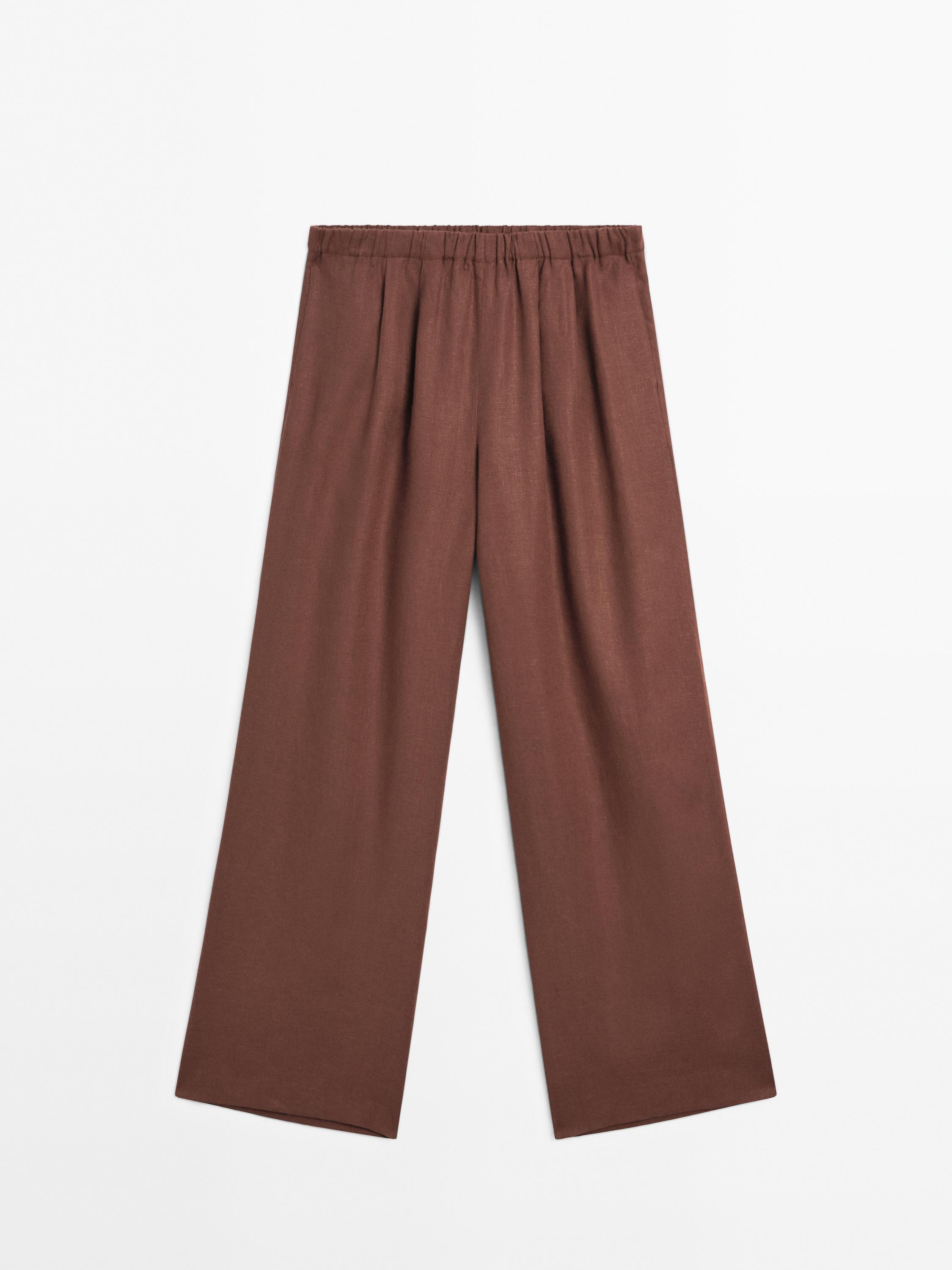 Weite fließende Hose aus reinem Leinen