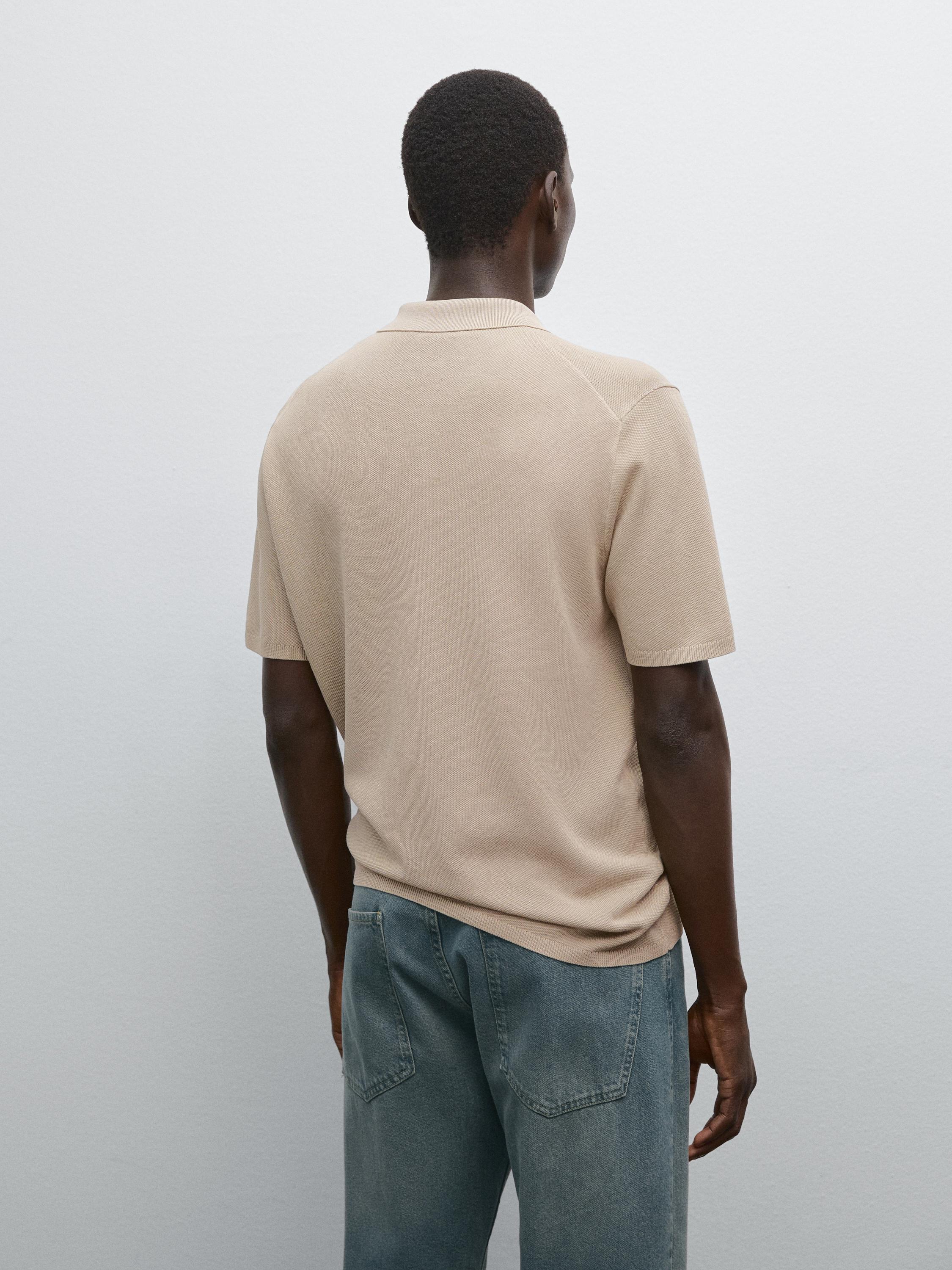 100% cotton textured knit polo shirt
