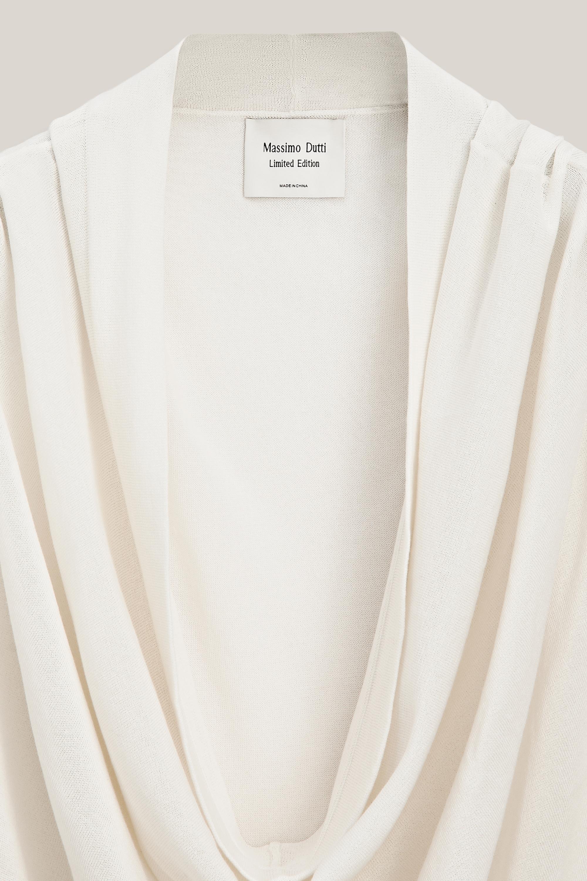Silk blend top with cowl neckline - LIMITED EDITION — WHITE