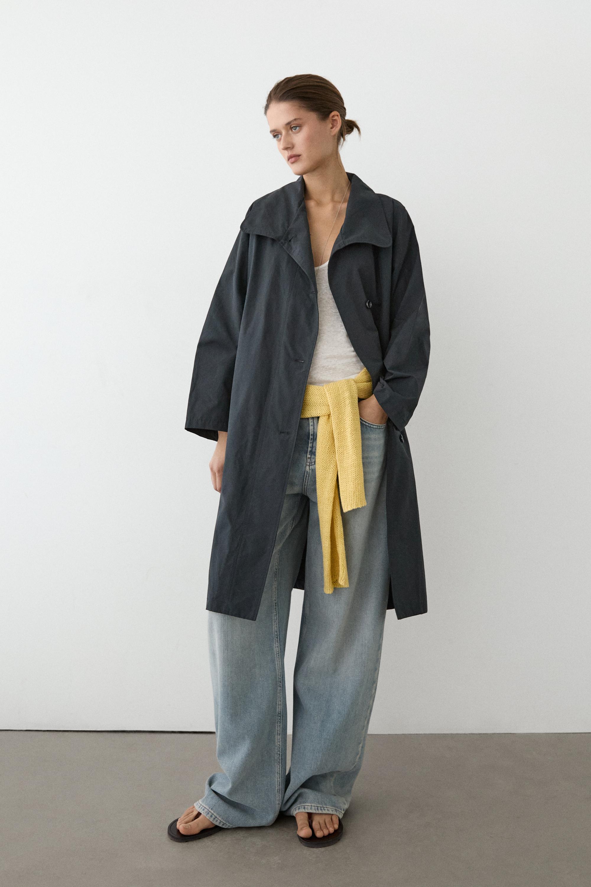 High neck technical trench coat — DARK NAVY