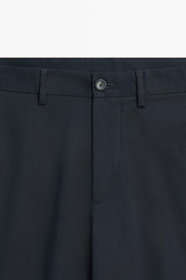 Cotton blend slim fit pants — NAVY BLUE 9