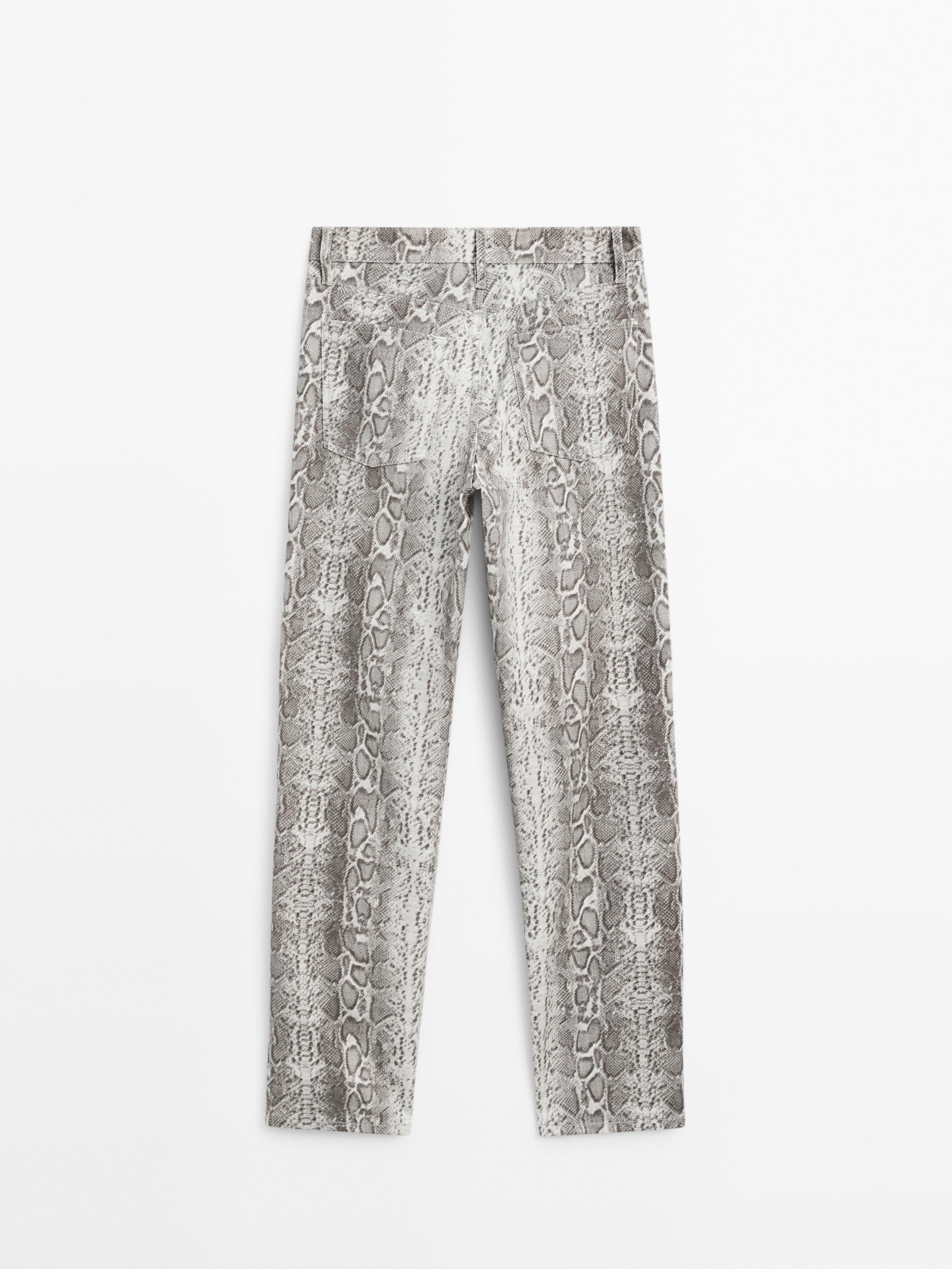 Regular fit cotton snakeskin print jeans