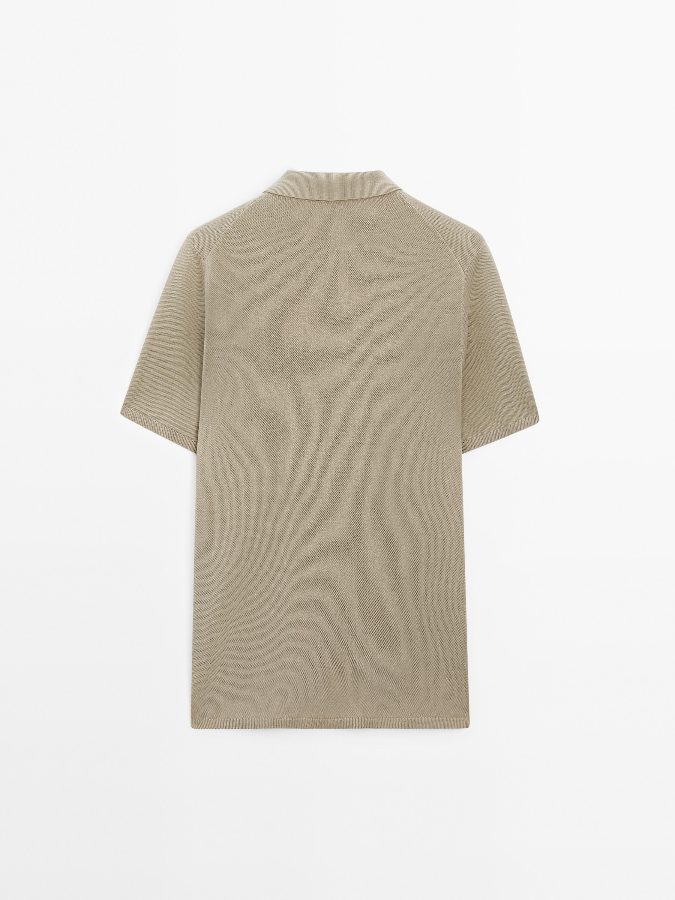 100% cotton textured knit polo shirt