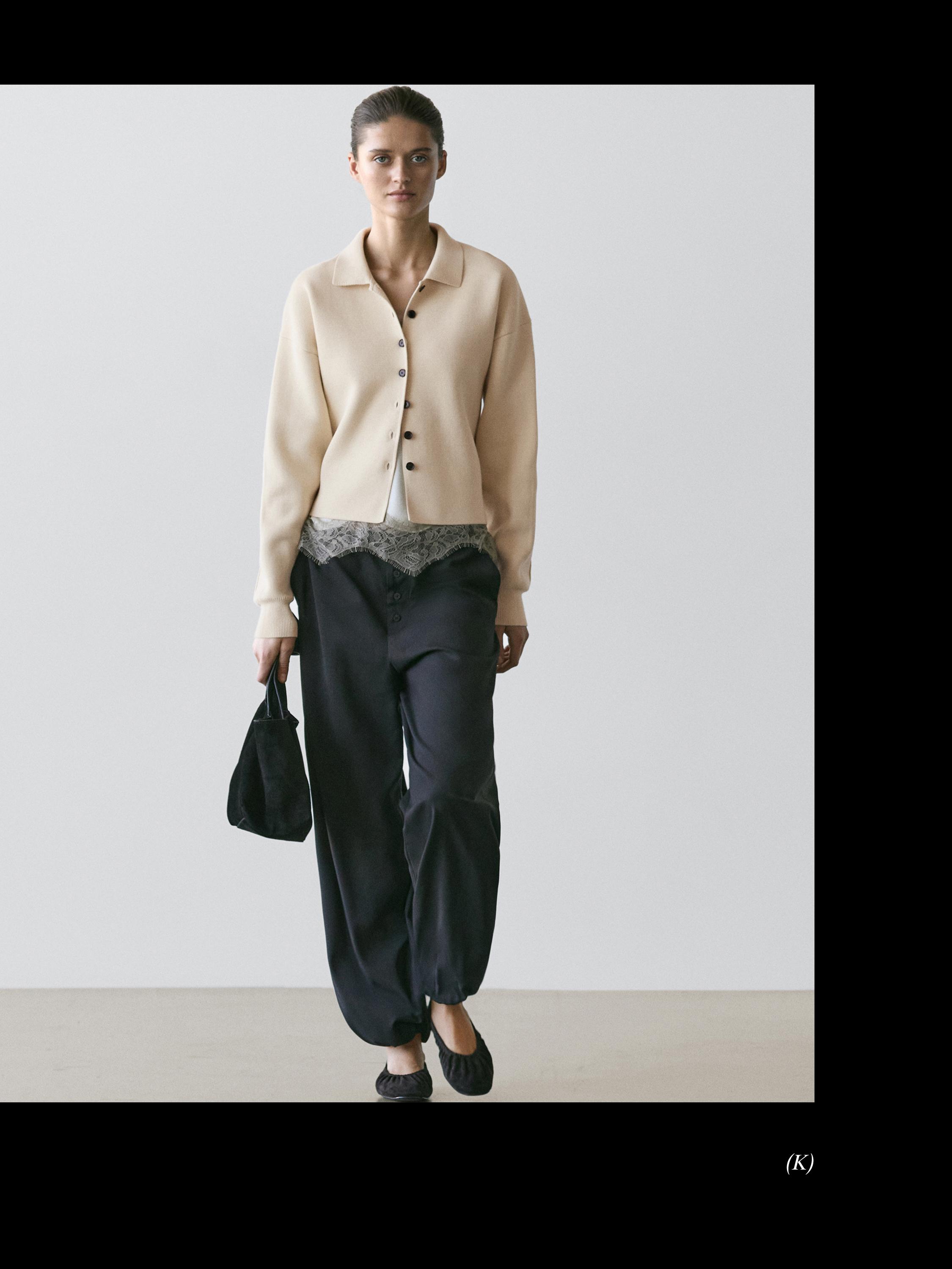 Wool sarouel trousers with tie detail — BLACK