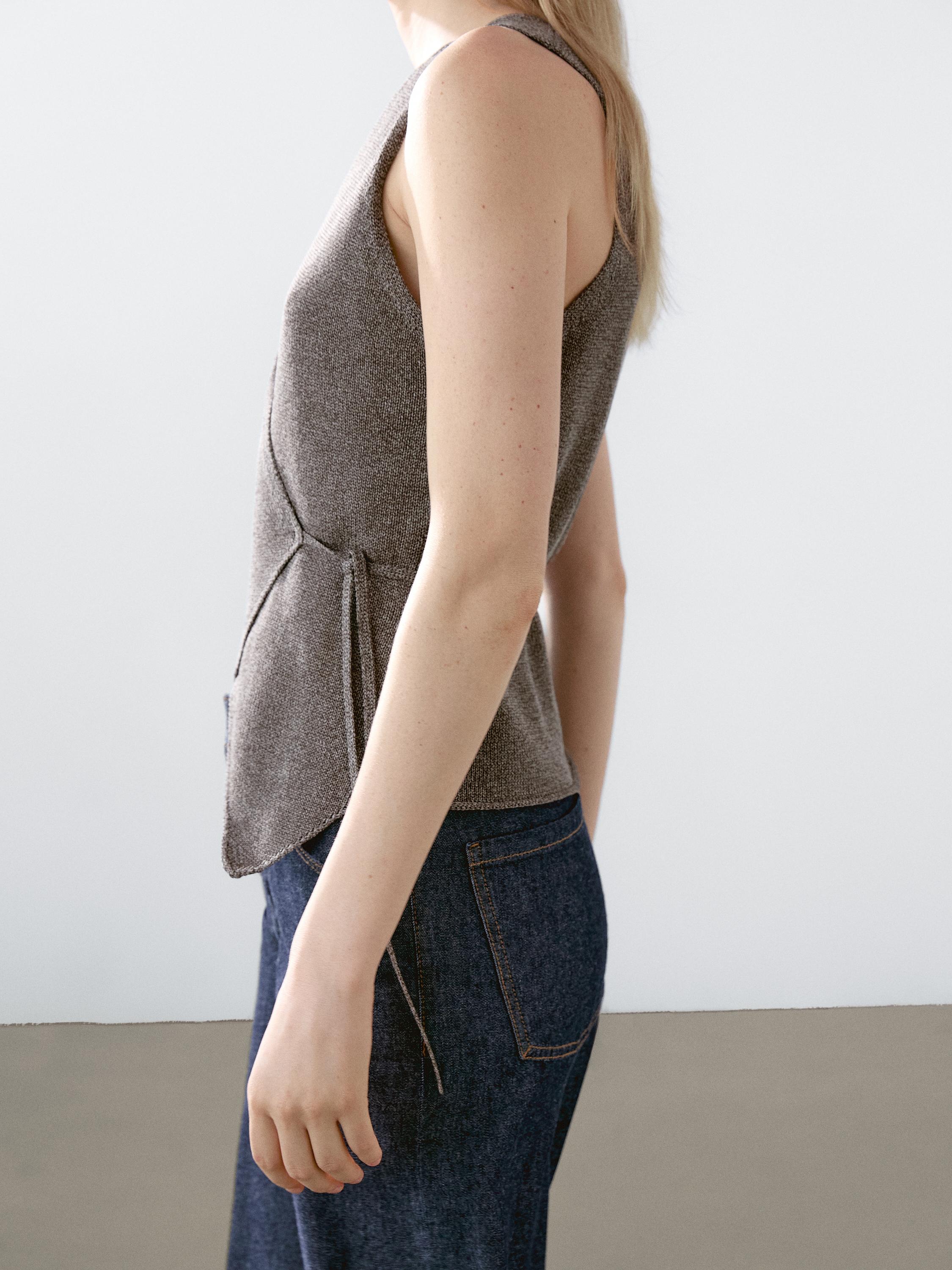 Mouliné knit crossover vest