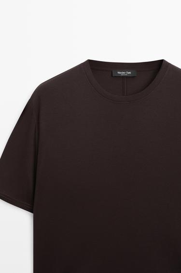 Oversize 100% cotton short sleeve T-shirt — BROWN 4