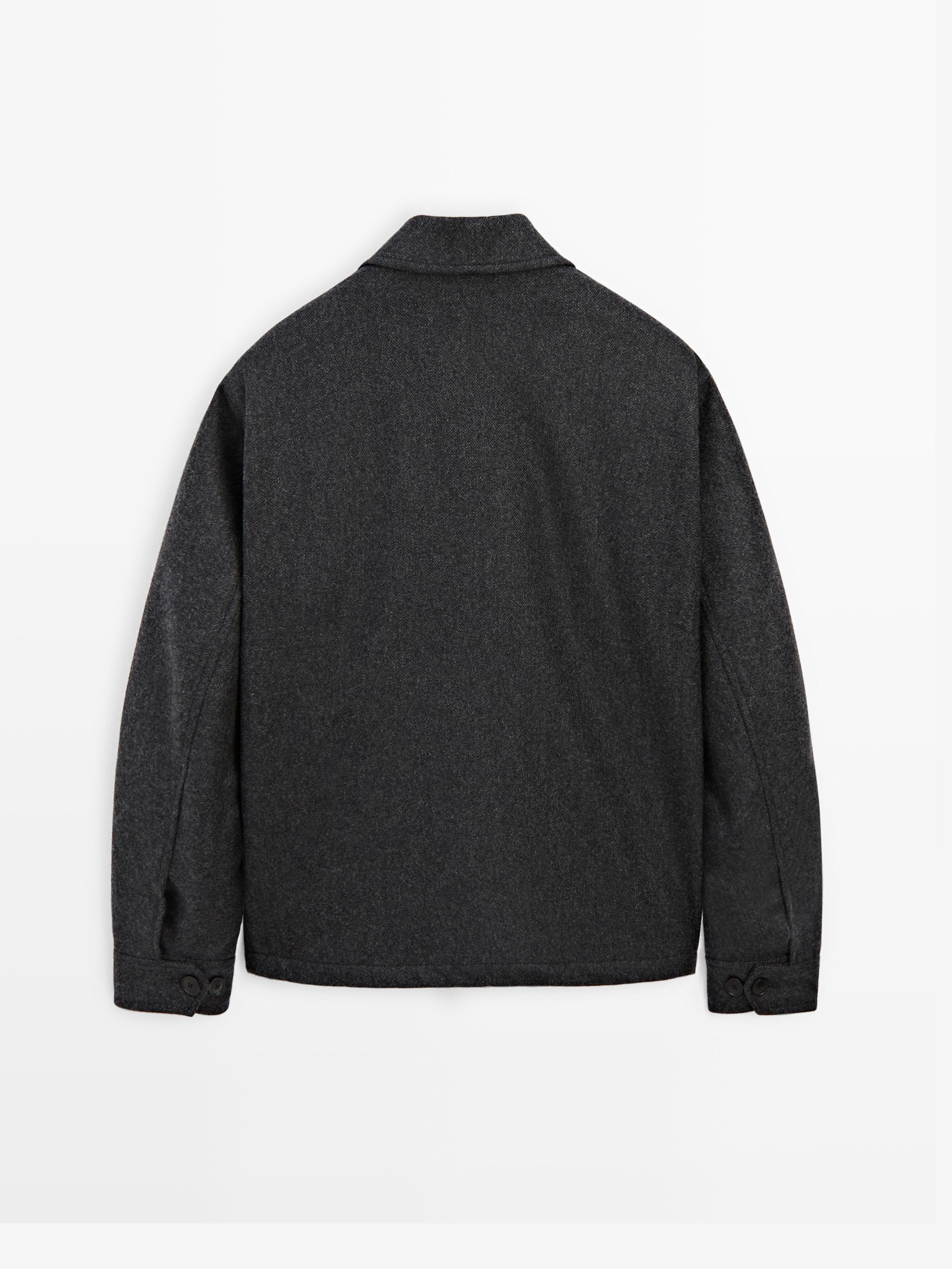 Herringbone wool blend cardigan