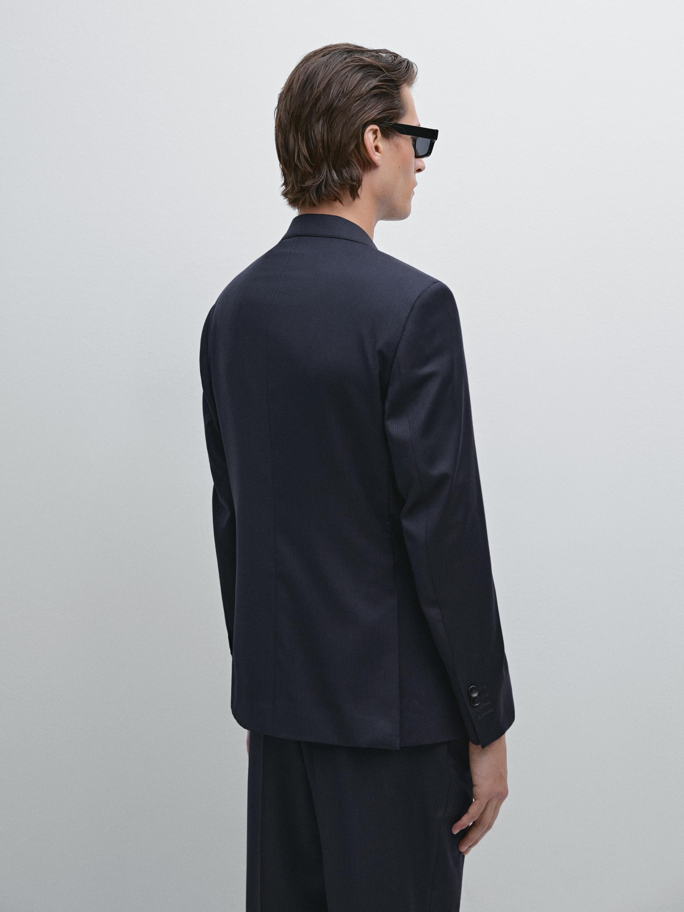 Pinstripe wool suit blazer