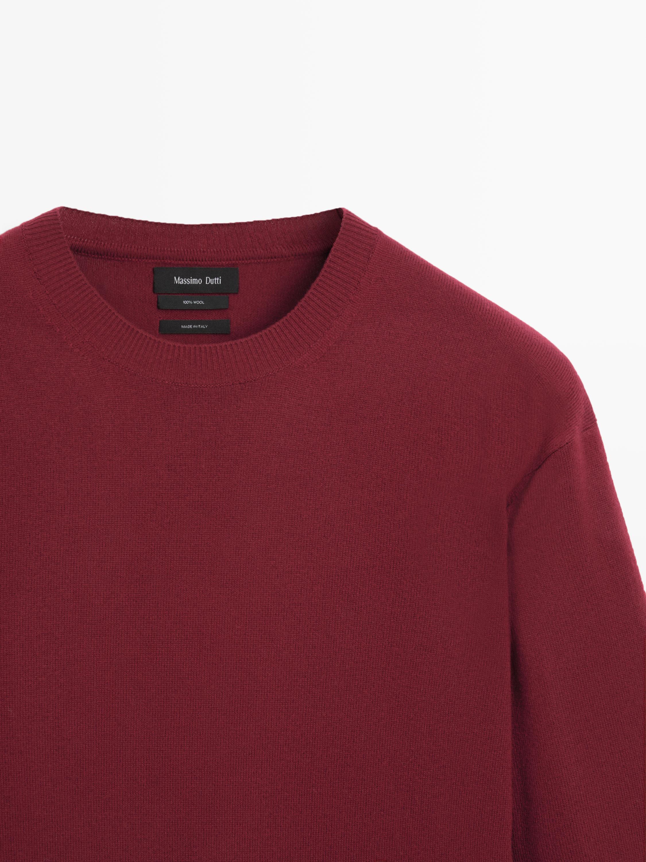 100% wool knit sweater — RED
