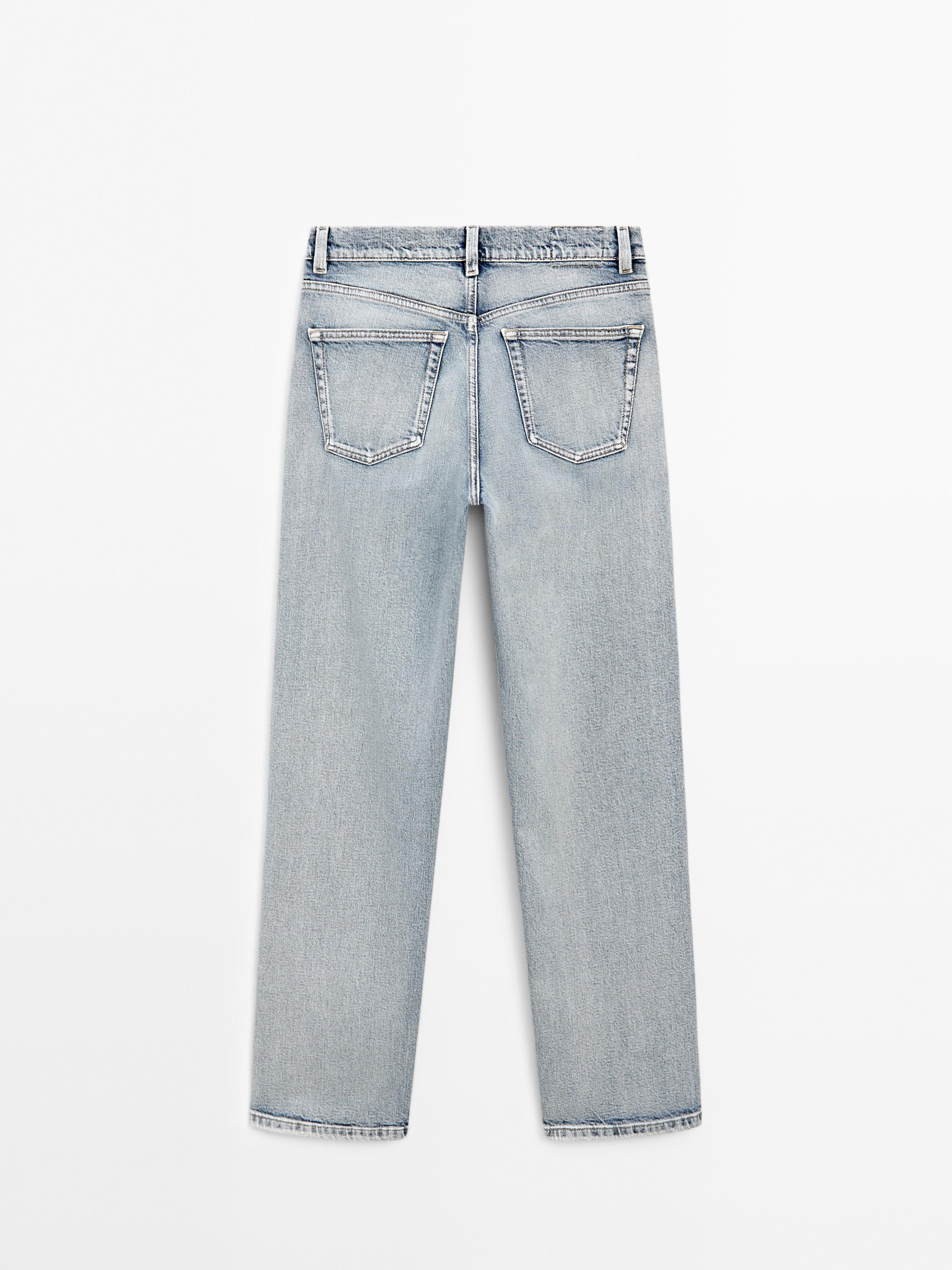 Jeans de cintura média straight