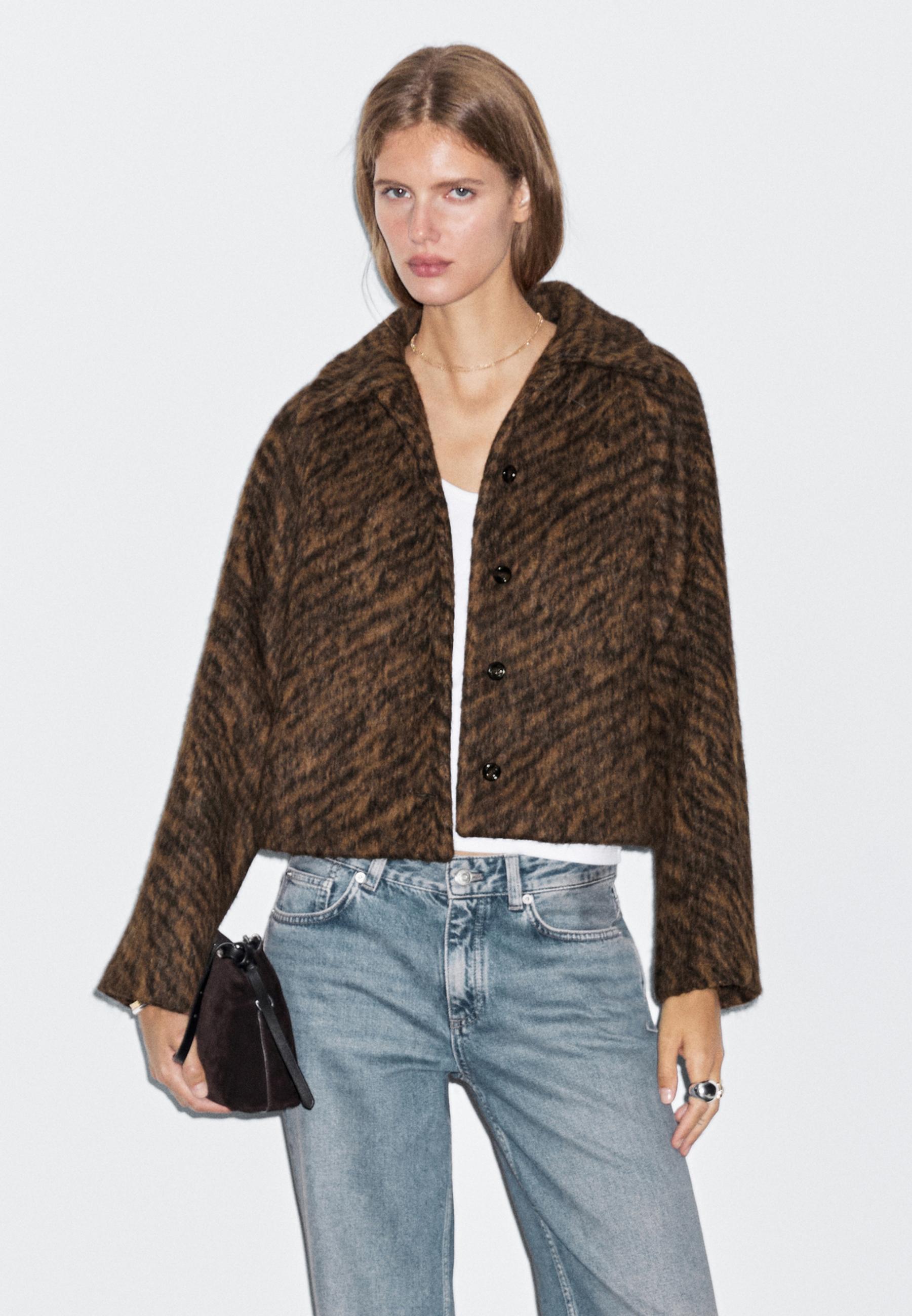 Short animal print coat