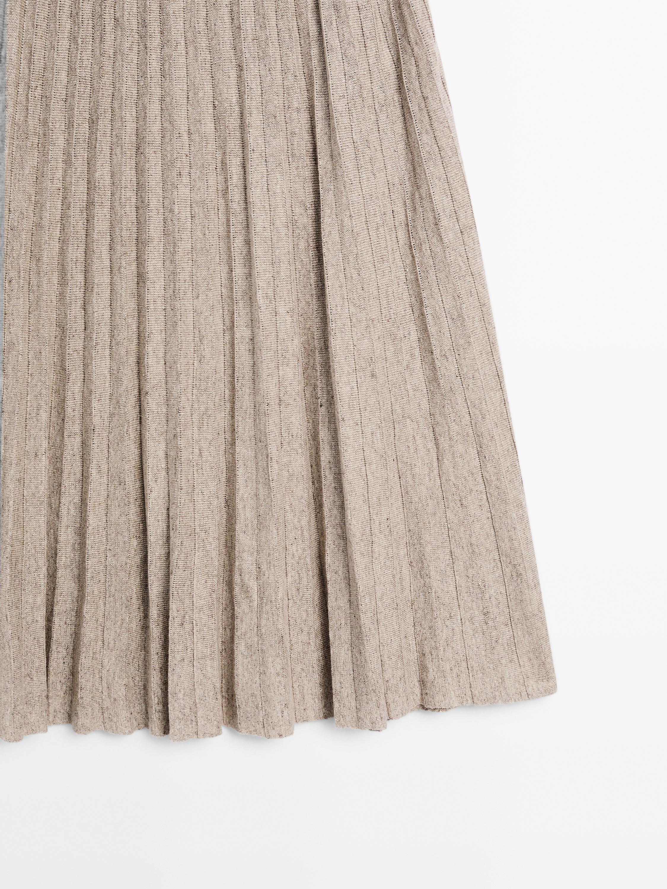 Melange linen blend midi skirt