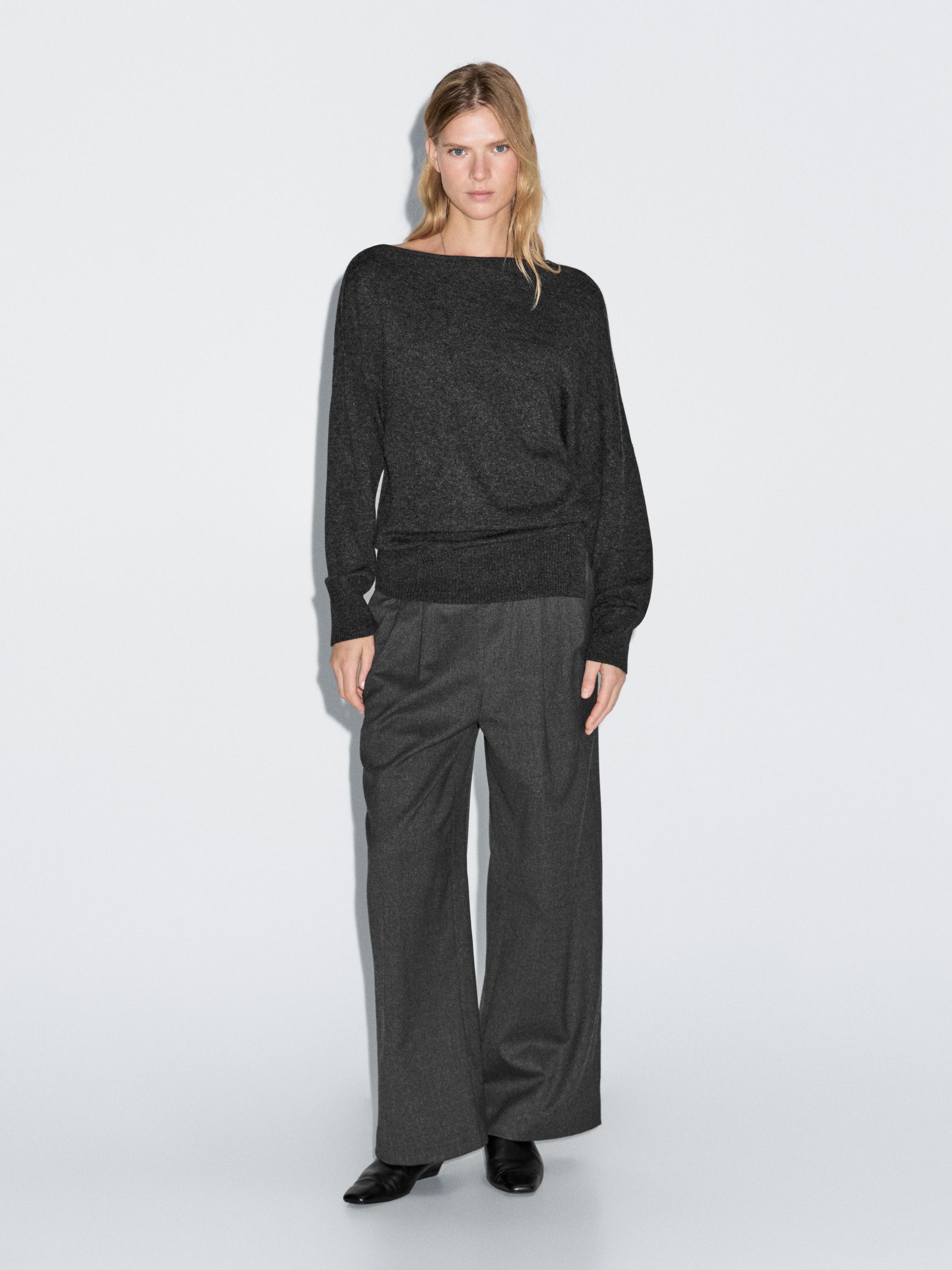 Elasticated waist trousers with wool