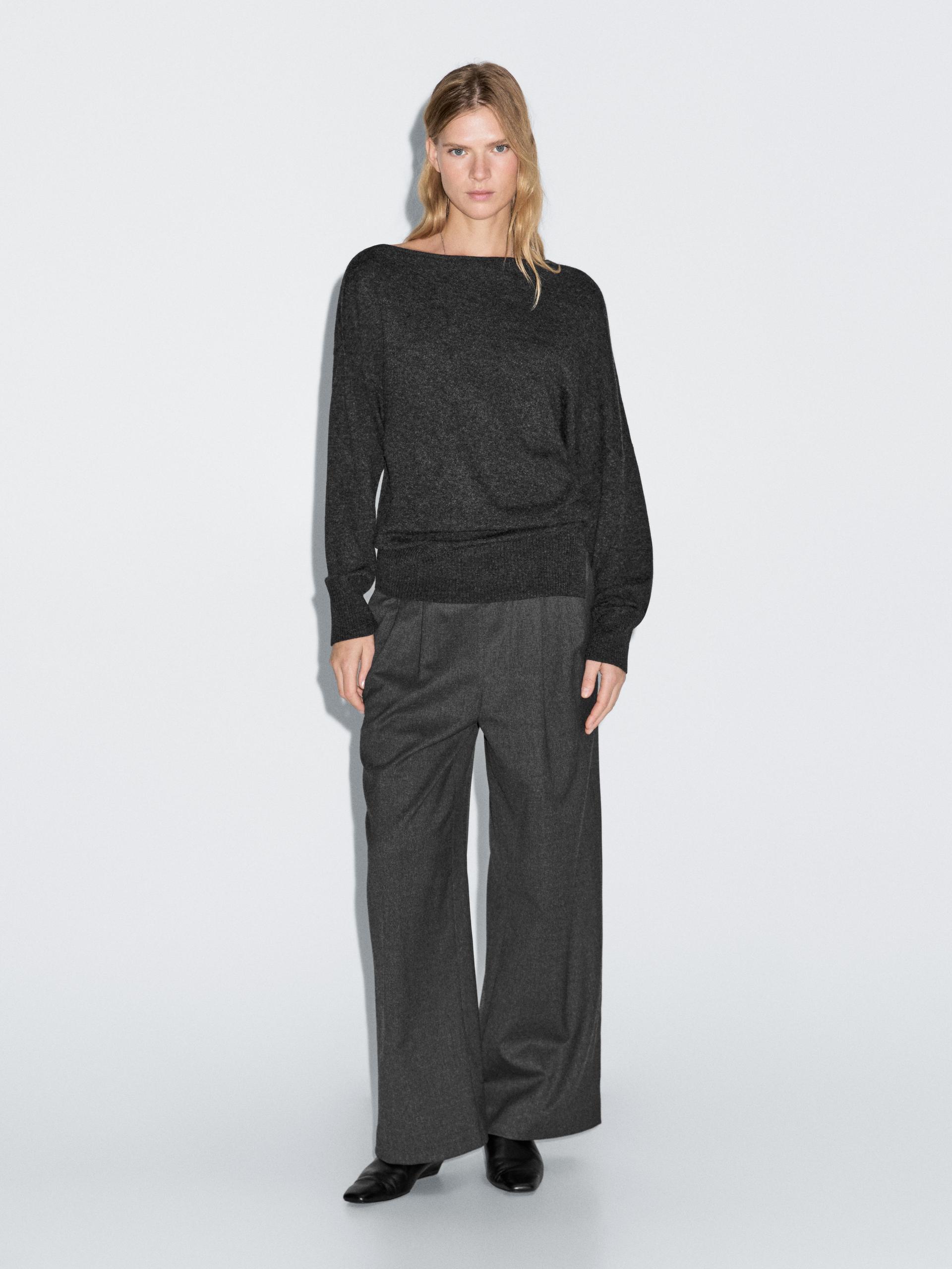 Pantaloni Con Vita Elasticizzata In Misto Lana - Grigio - 38 (It 42) - Massimo Dutti - Femminile