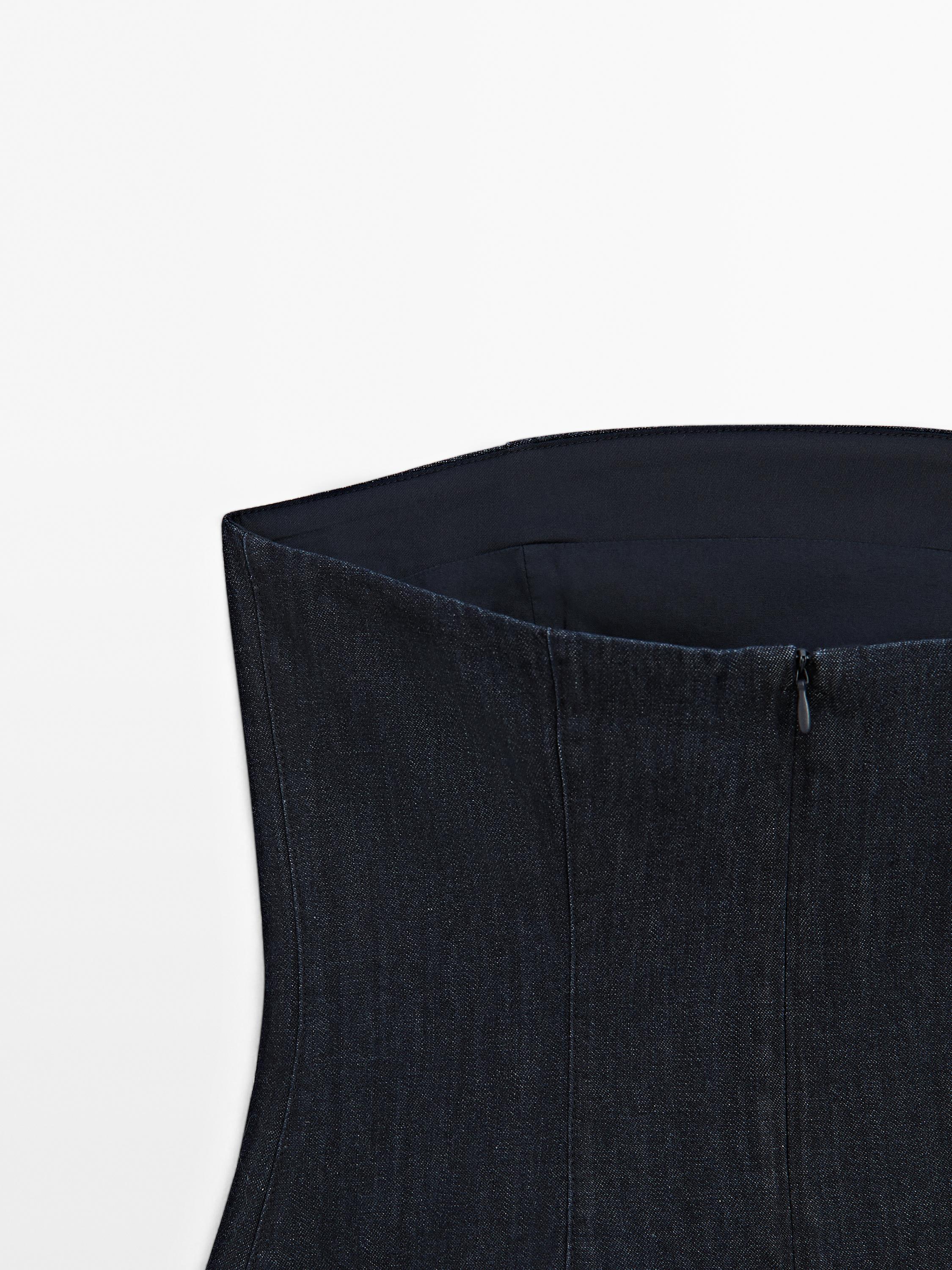 Trägerloses Jeans-Top