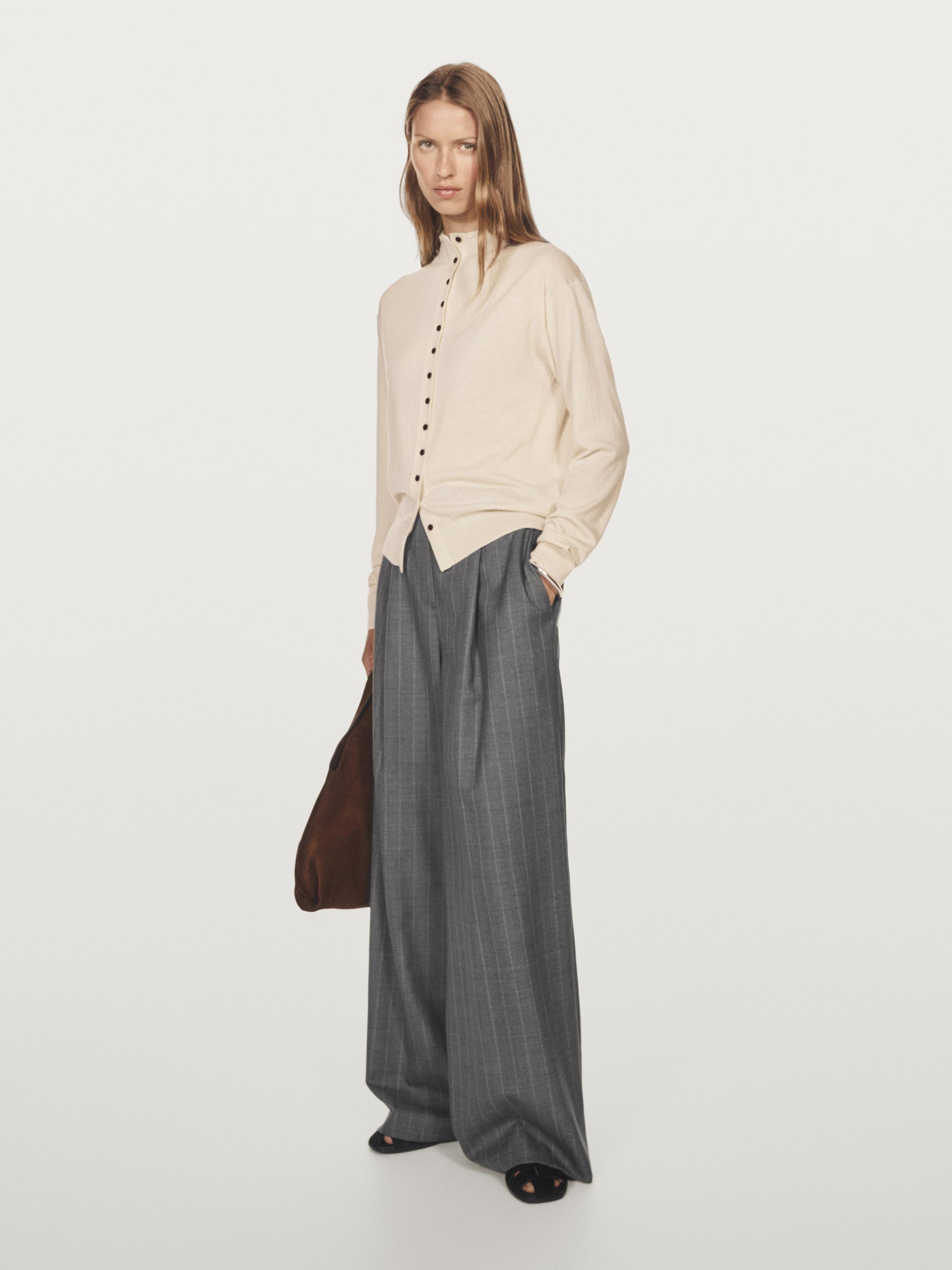 Knit cardigan with mock turtleneck