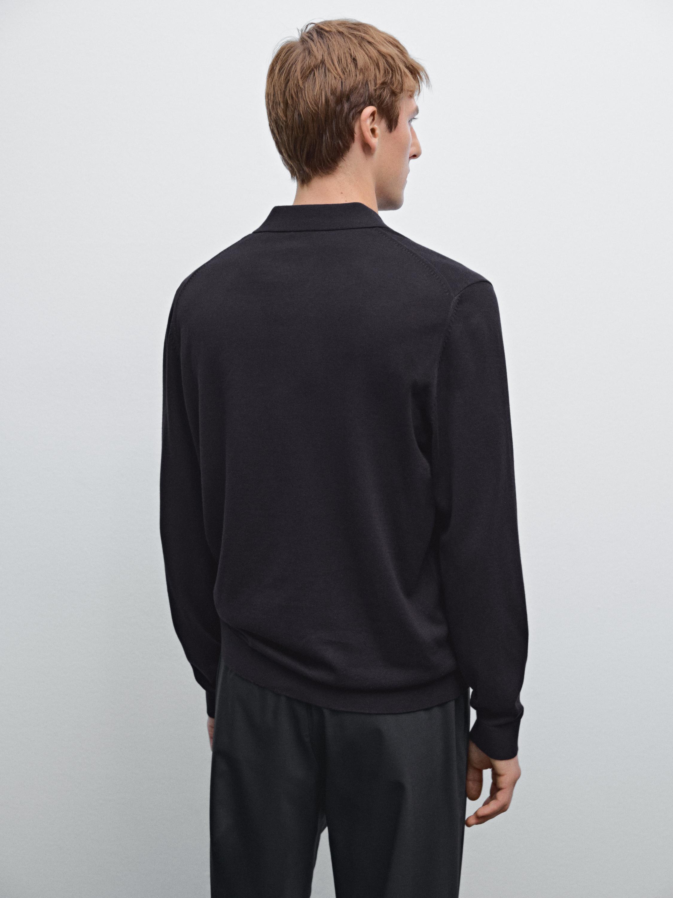 Knit polo sweater with zip