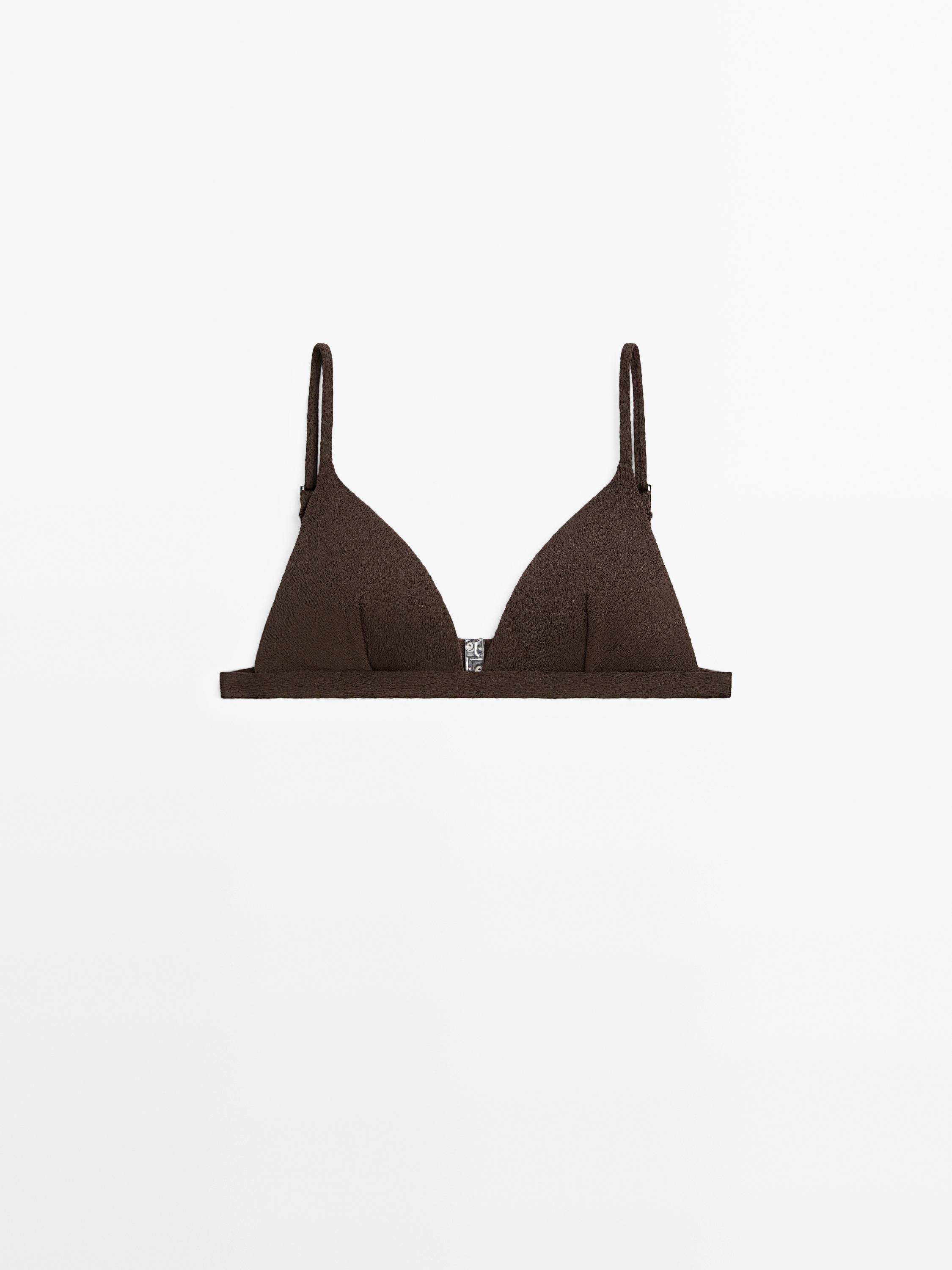 Textured triangle bikini top