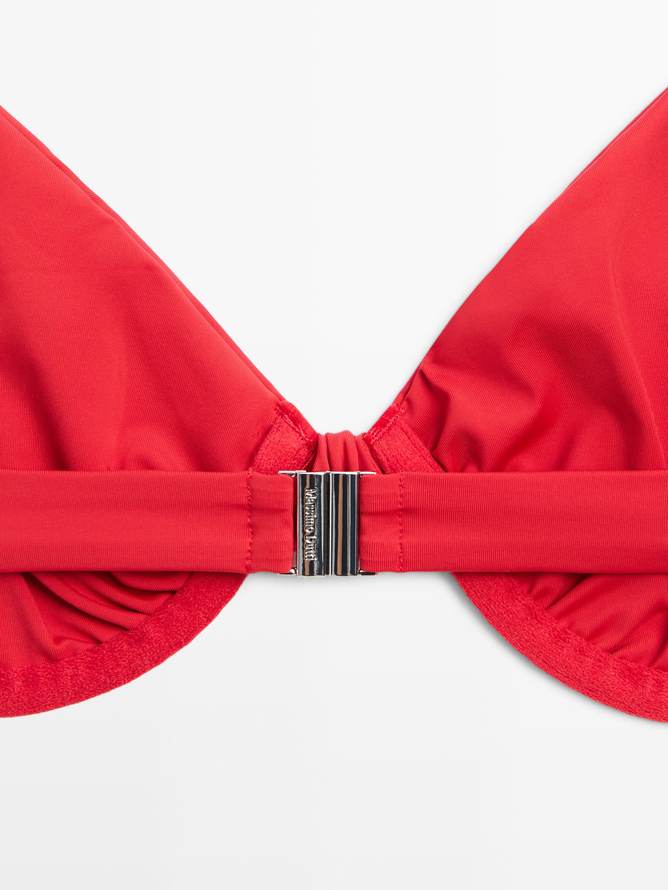 Gathered bikini top with underwire — BRIGHT RED