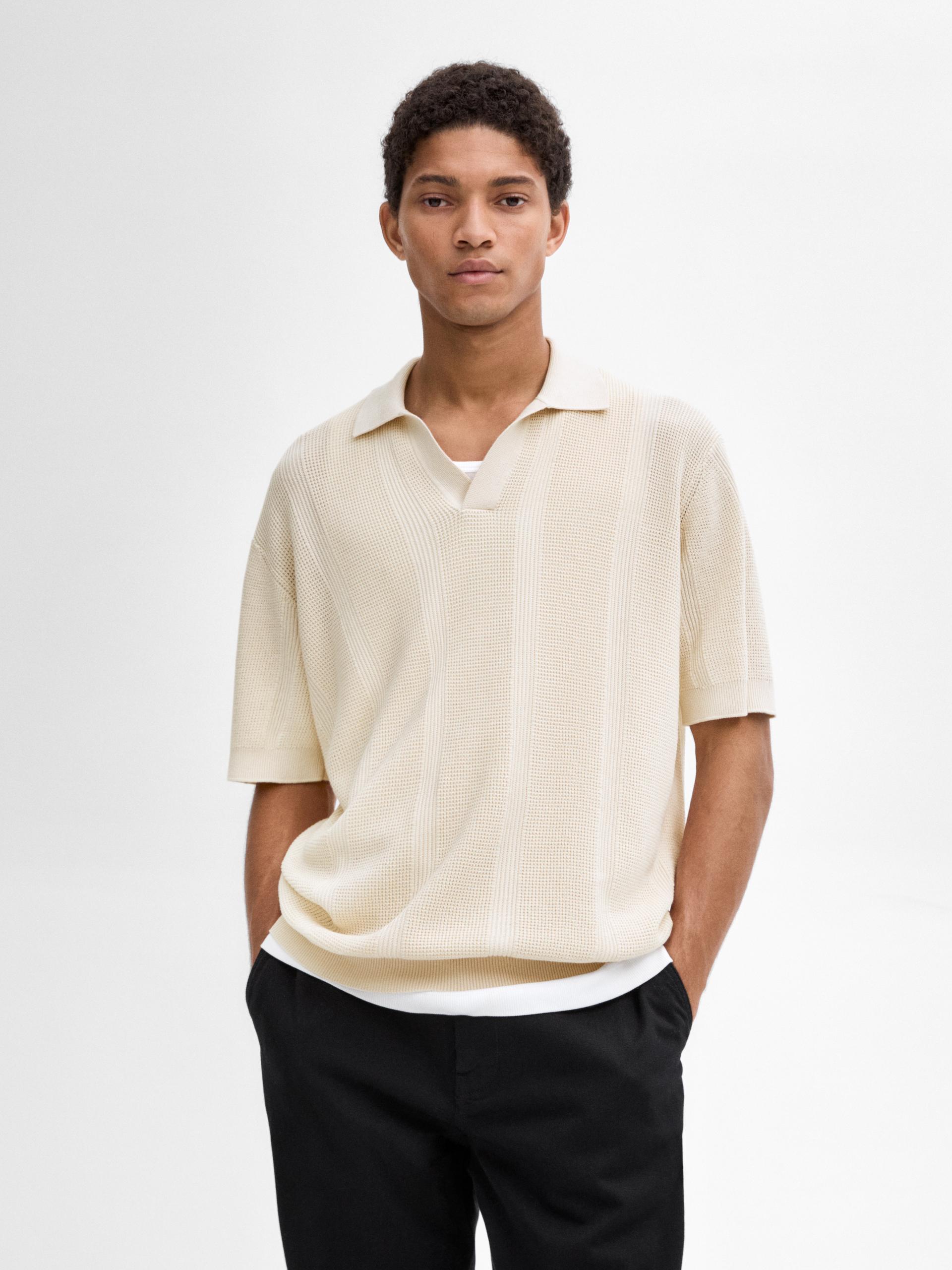 Polo In Maglia A Maniche Corte In Cotone - Beige - L - Massimo Dutti - Maschile