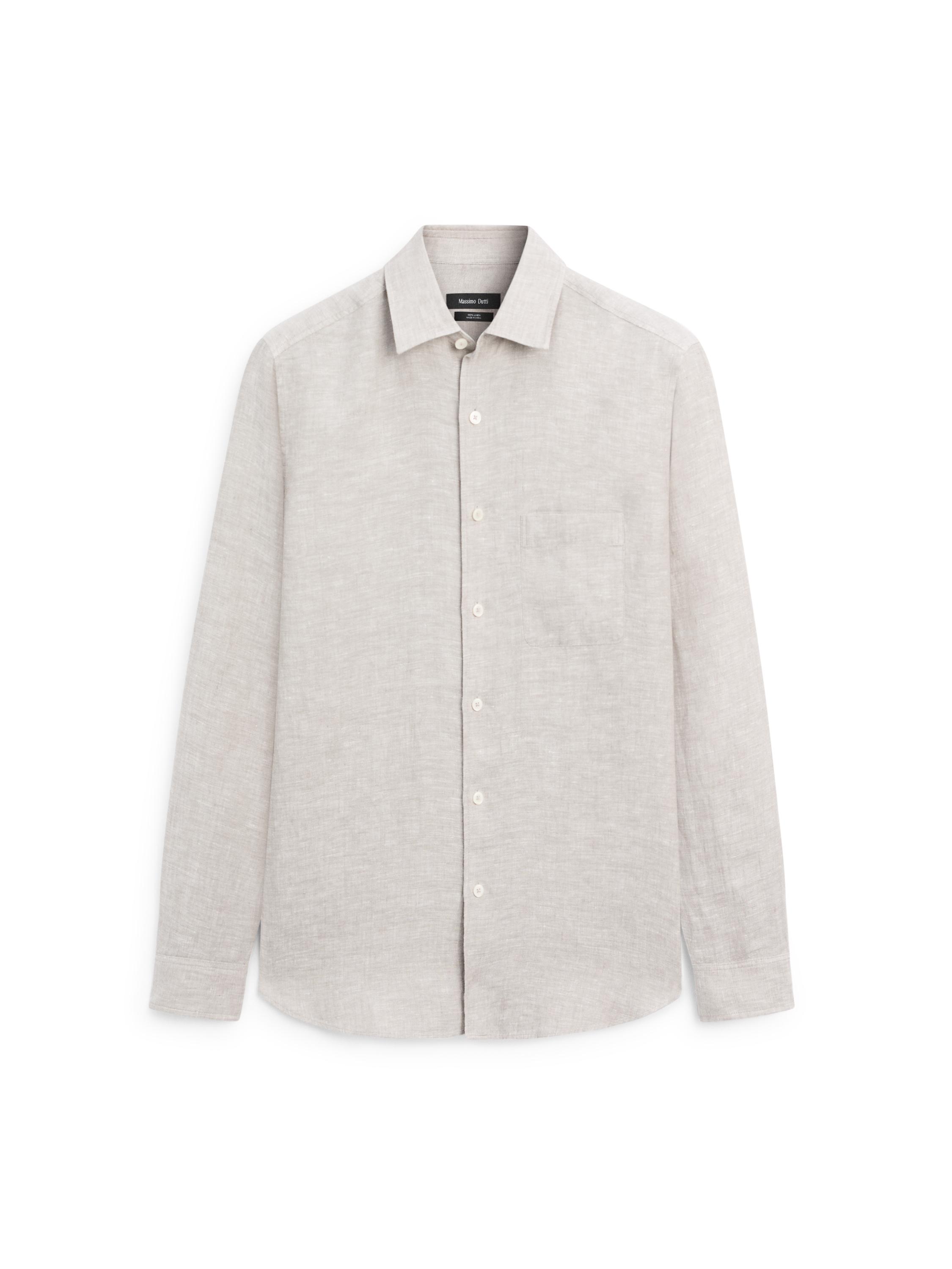Regular fit linen shirt with pocket — MINK