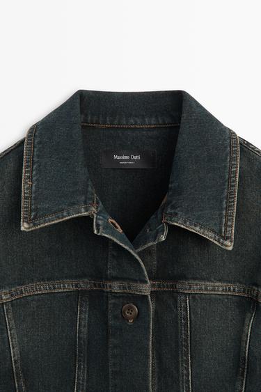 Denim cotton blend overshirt total look — Dark blue 8