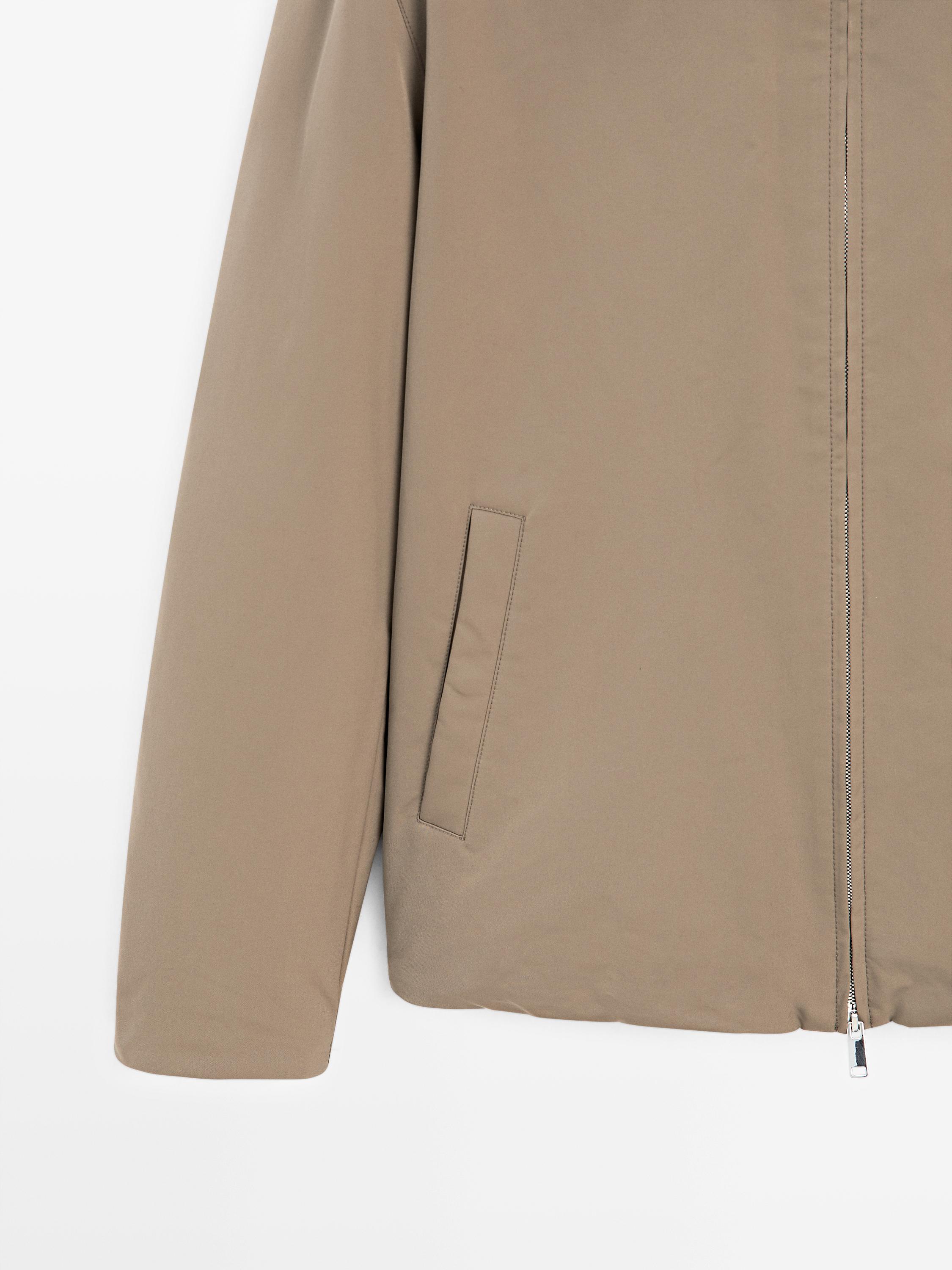 Water-repellent puffer jacket with high neck — PALE KHAKI