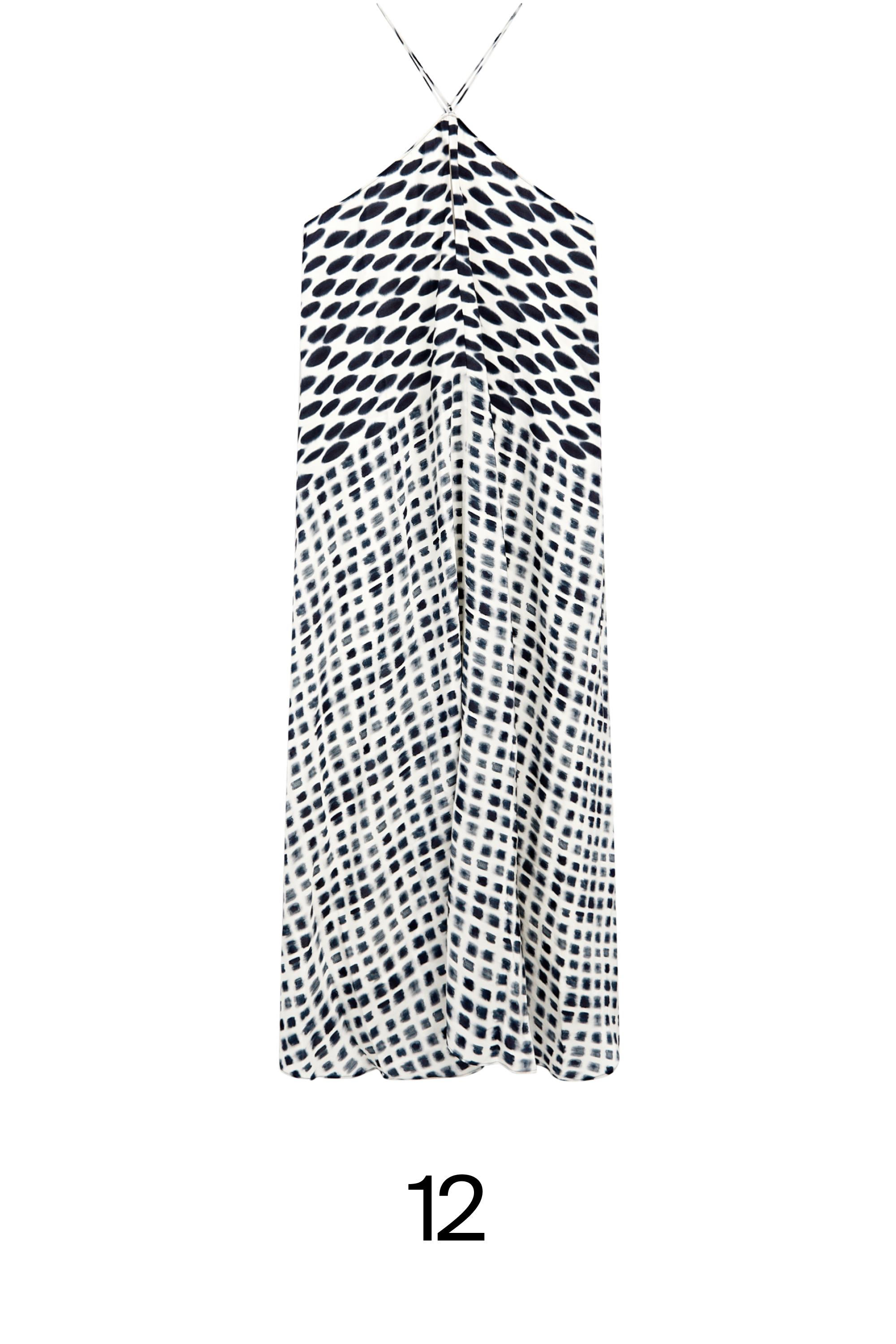 Printed flared midi dress — WHITE