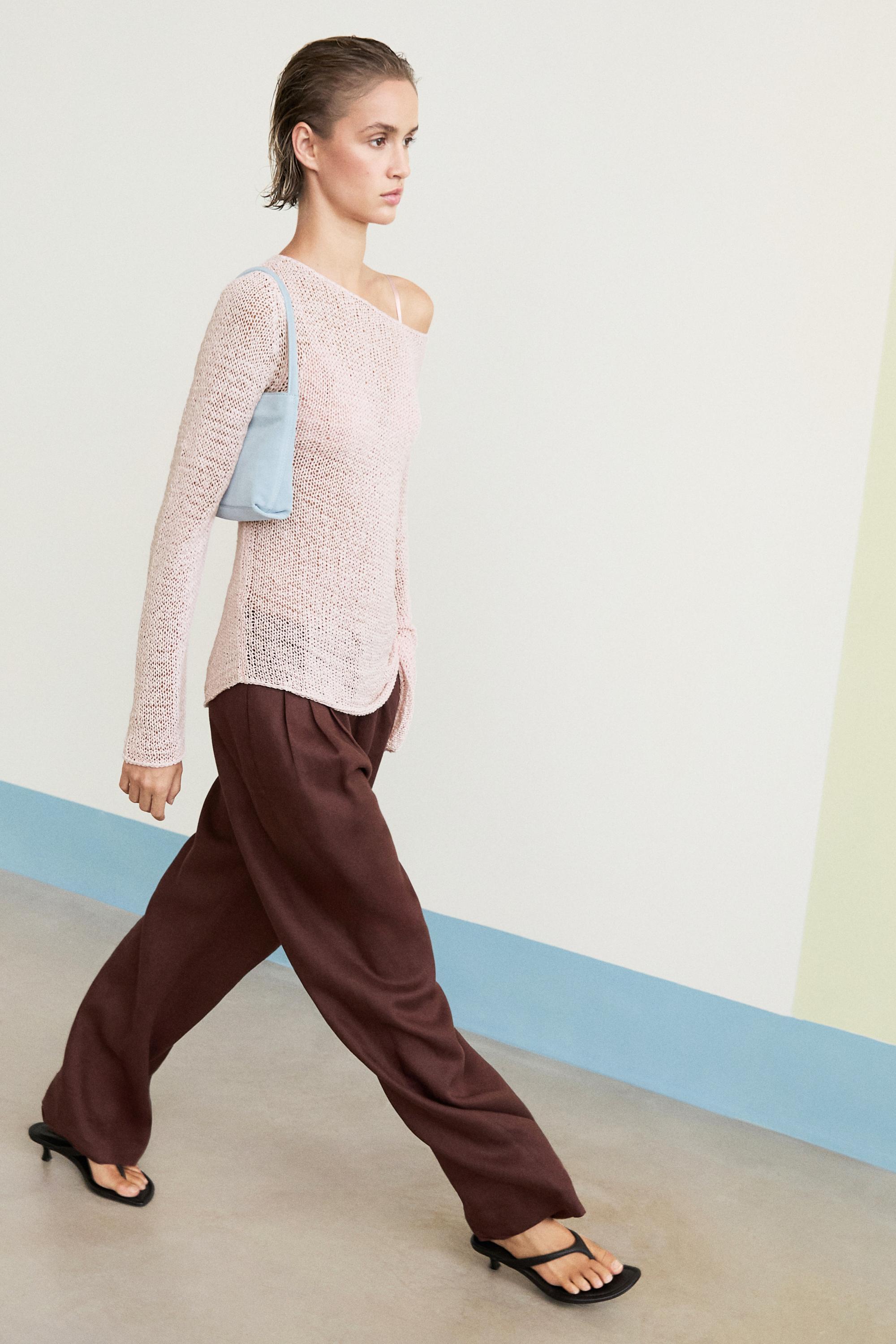 100% linen mid-waist flared pants — MAROON