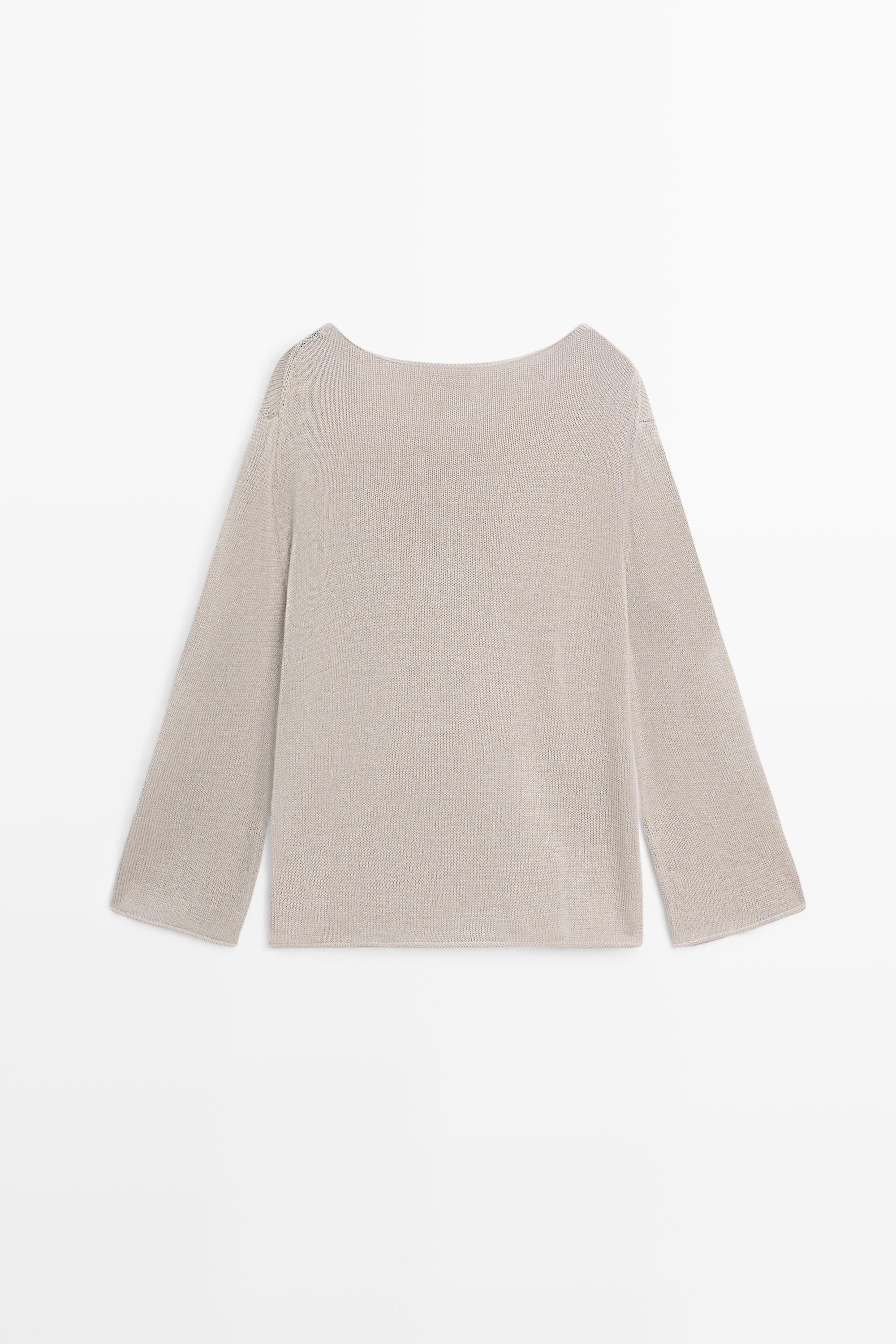 100% mercerised cotton sweater — STONE