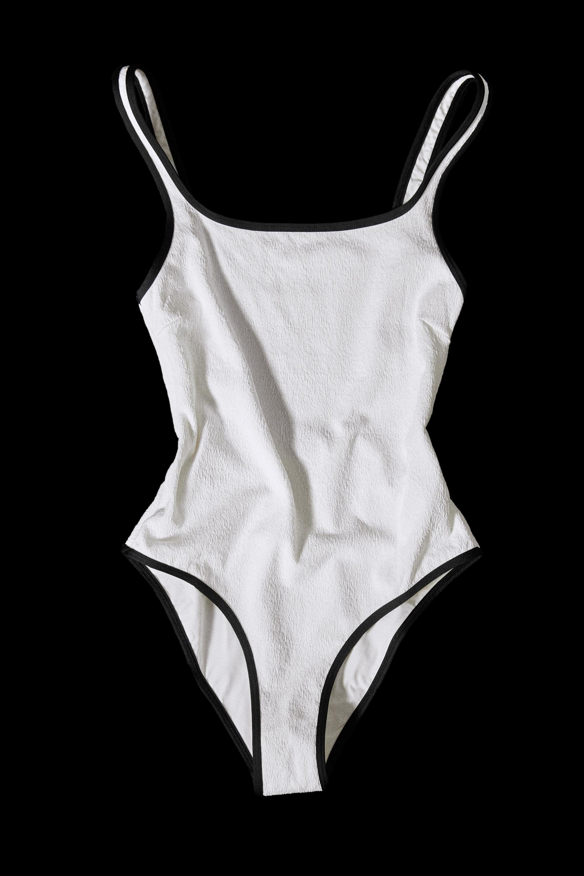 Contrast texture swimsuit — Off white