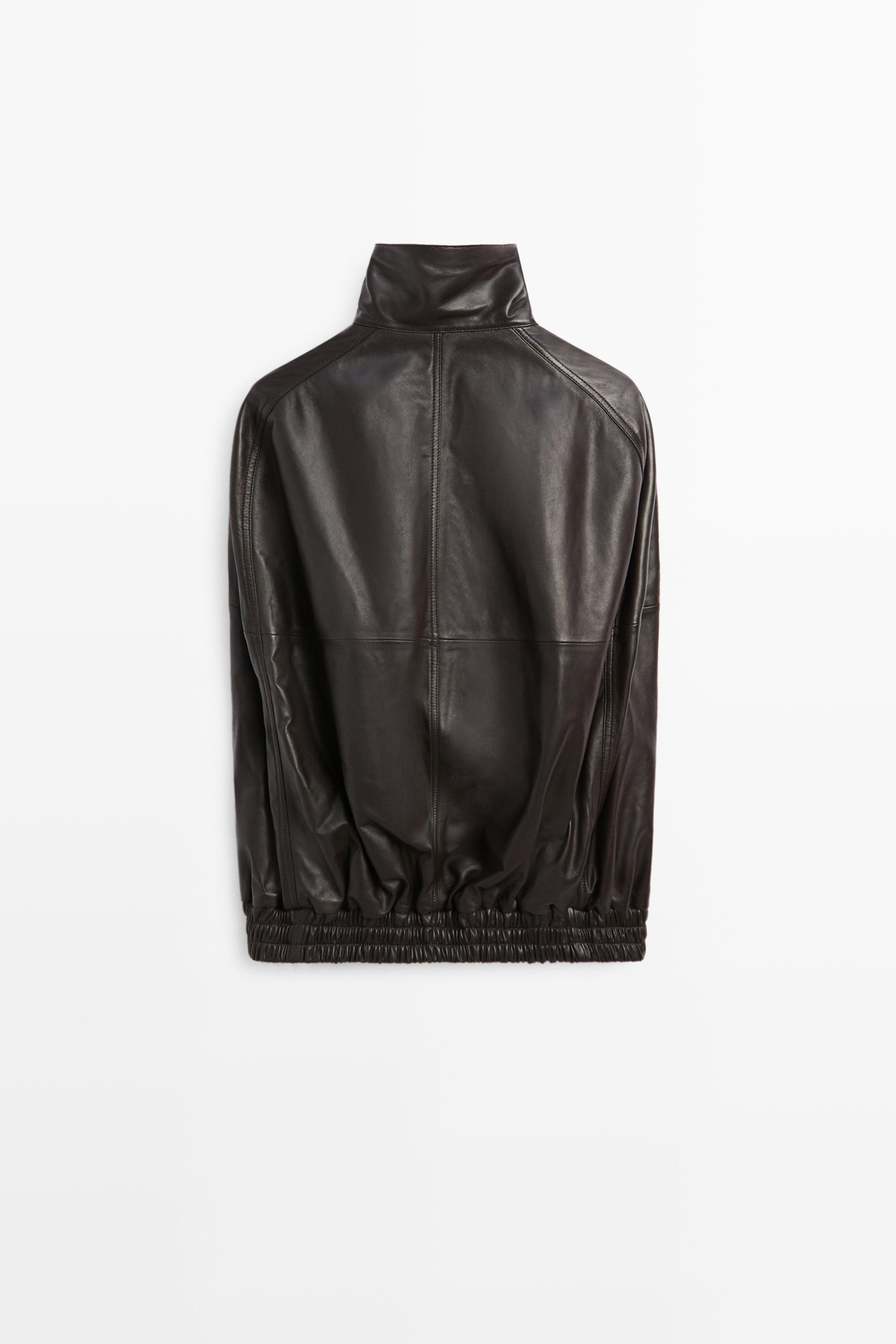 Nappa leather bomber gilet — BROWN