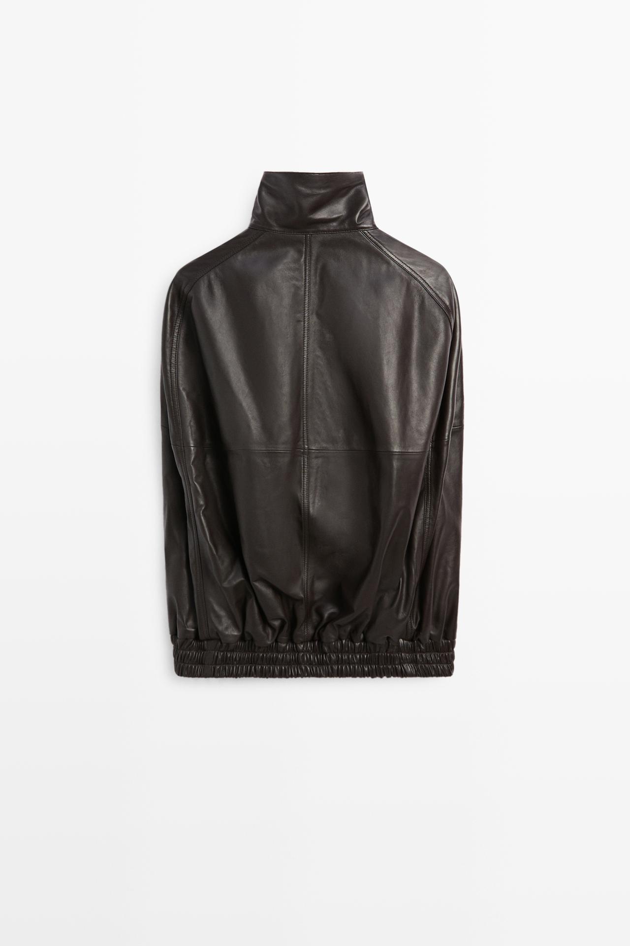 Nappa leather bomber gilet — BROWN