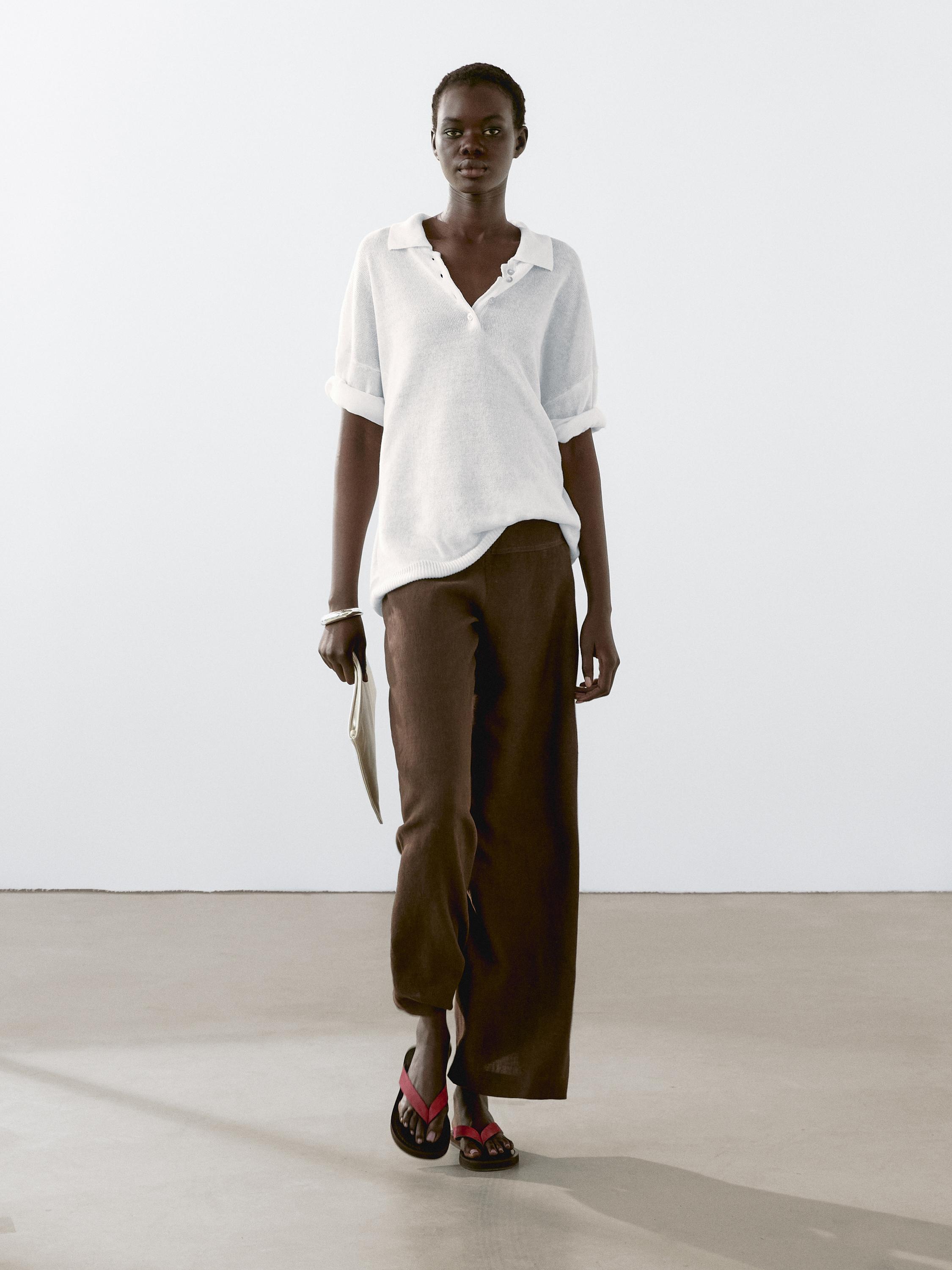 Pull en maille col polo oversize