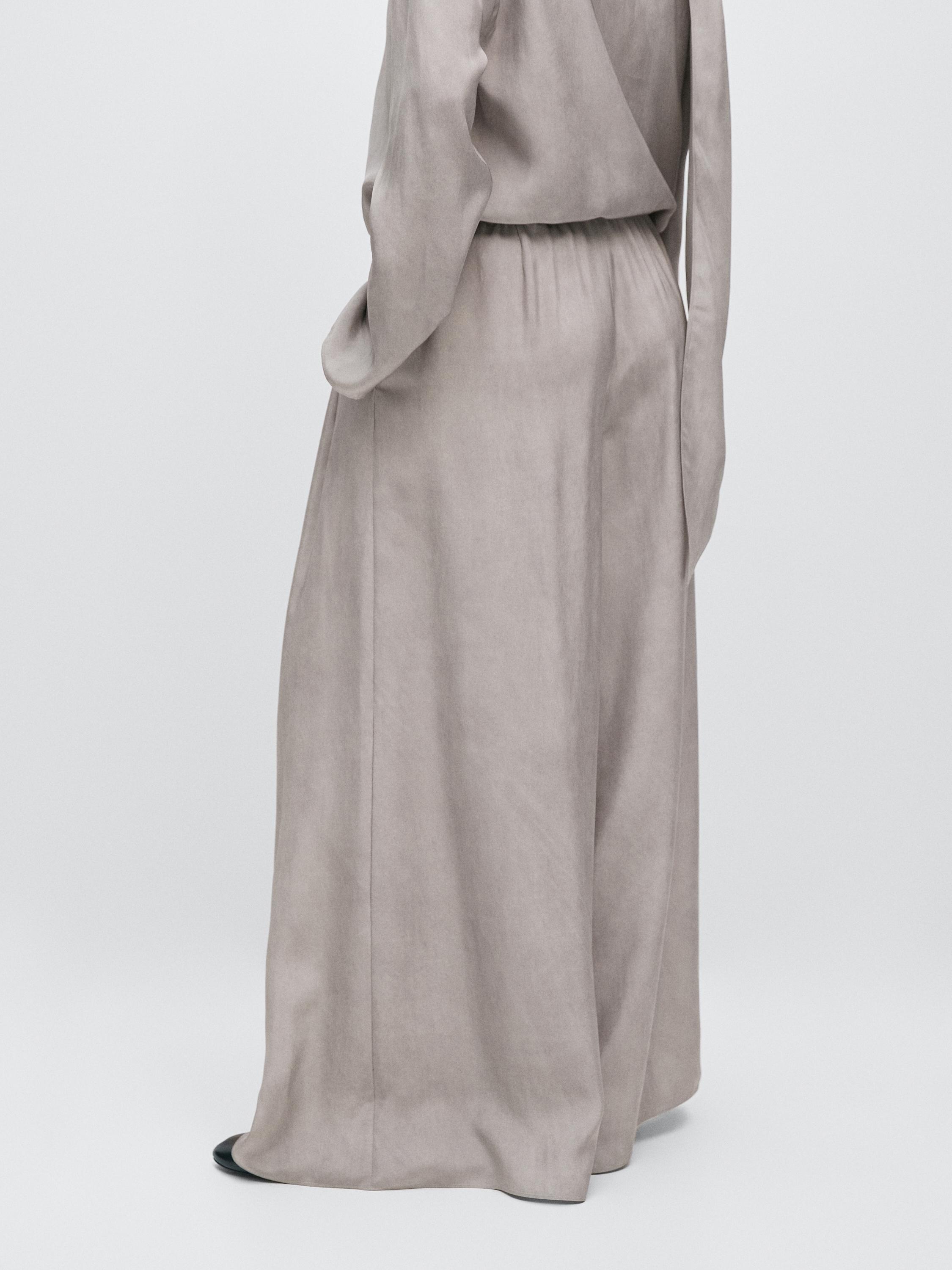Flowing wide-leg trousers with darts — GREY