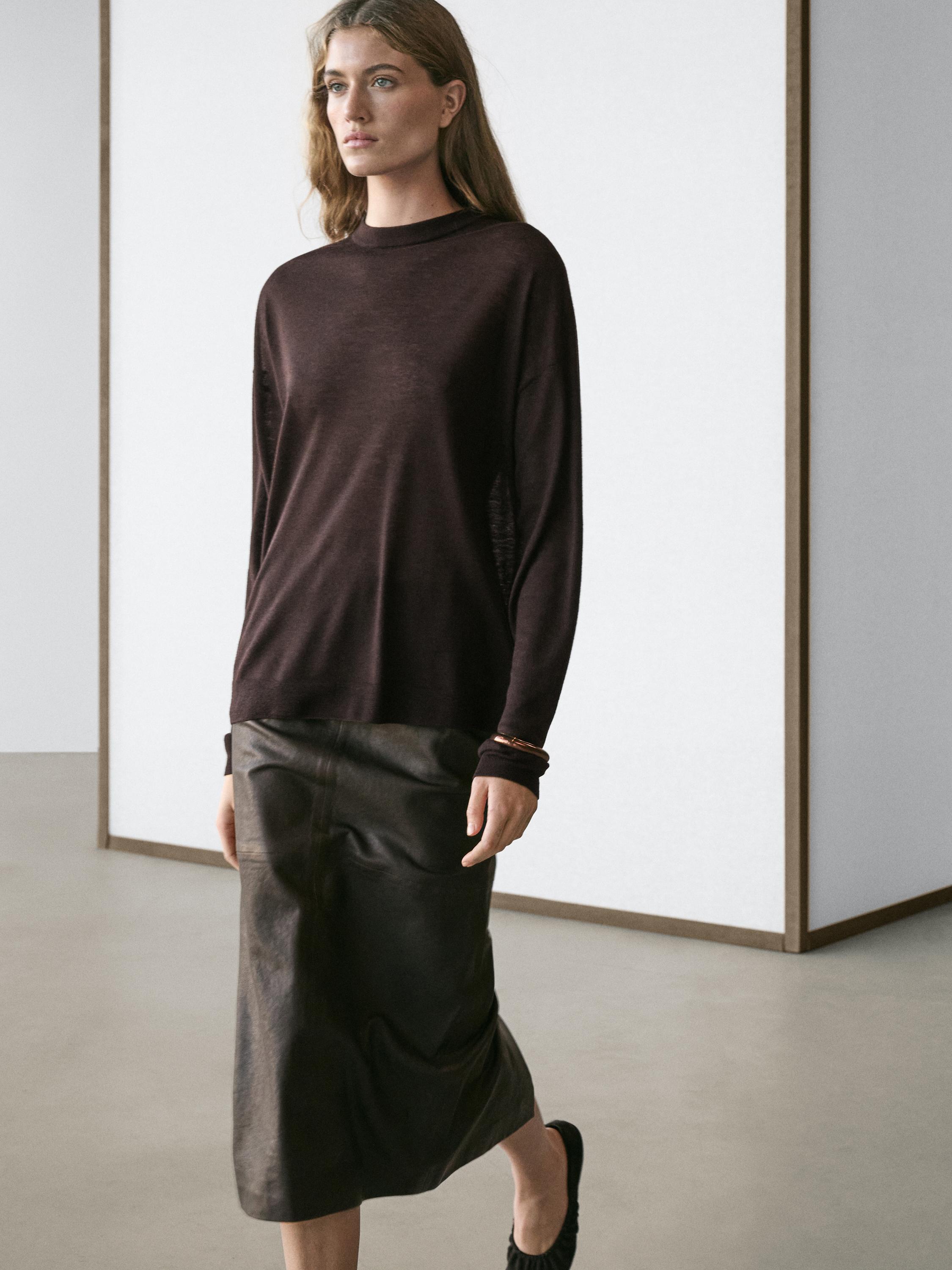 Oversize wool blend knit sweater