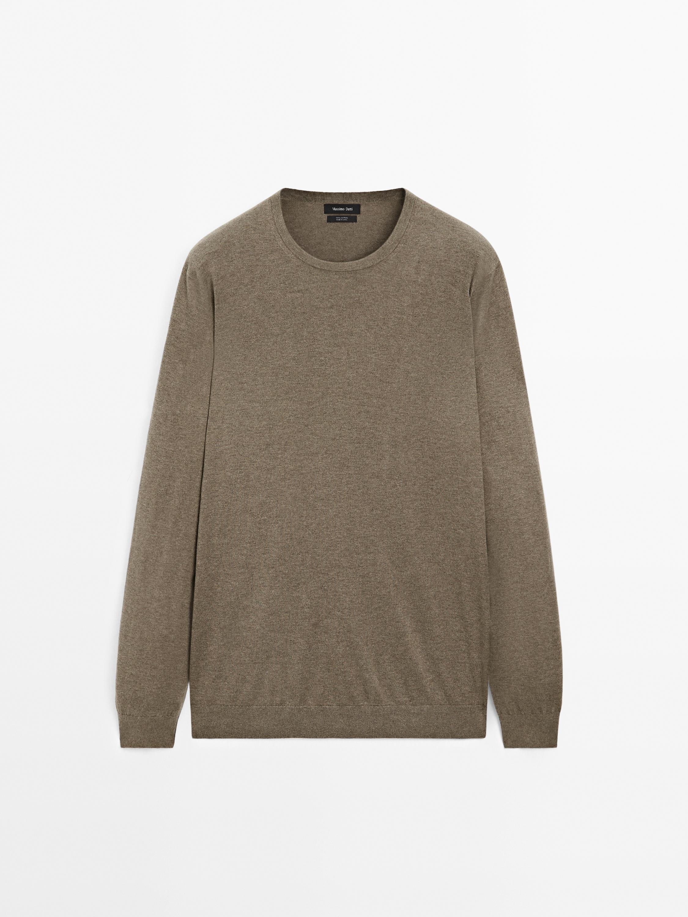 Pleteni pamučni pulover s dugim rukavima