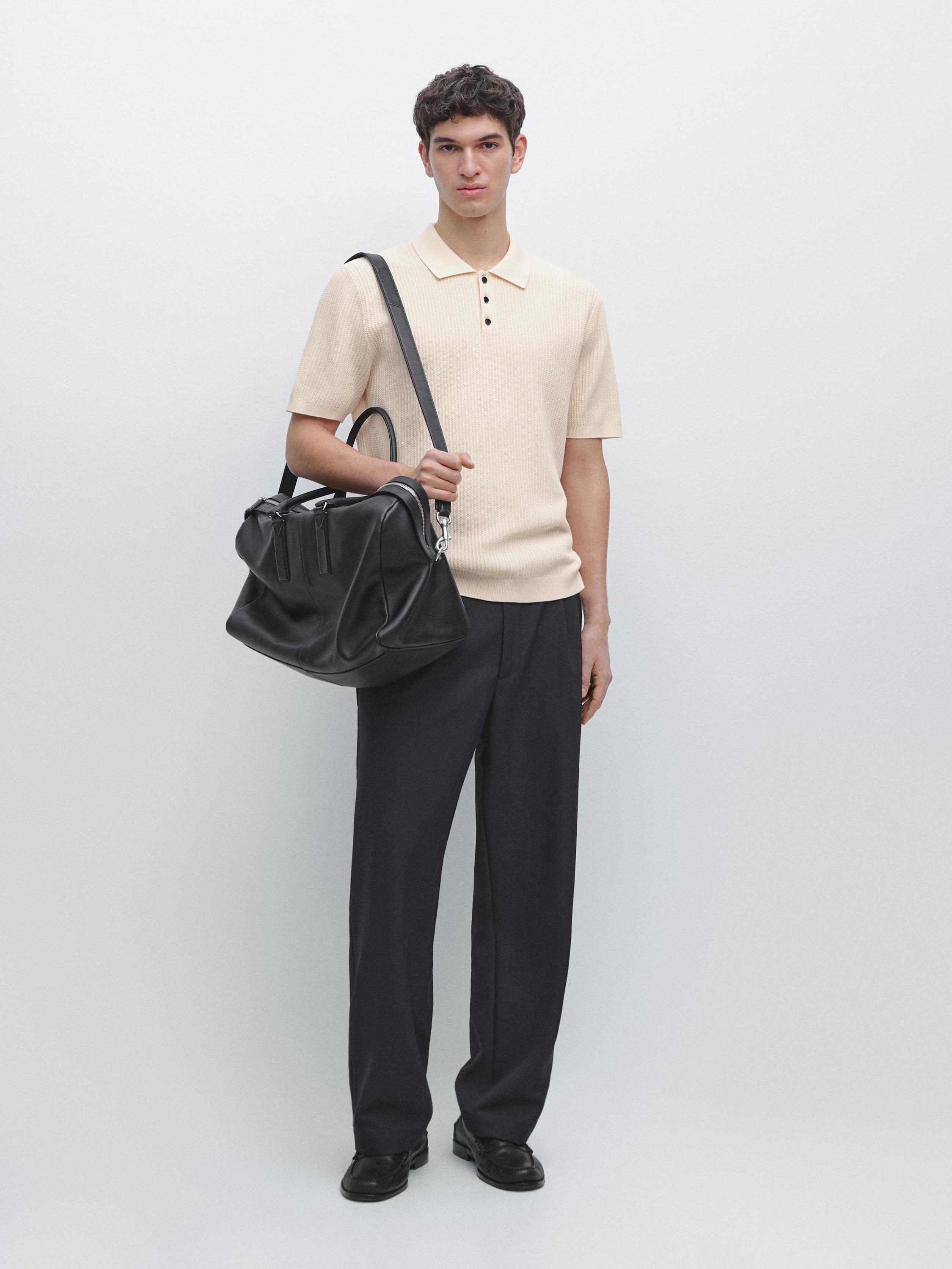 Short sleeve cotton knit polo shirt