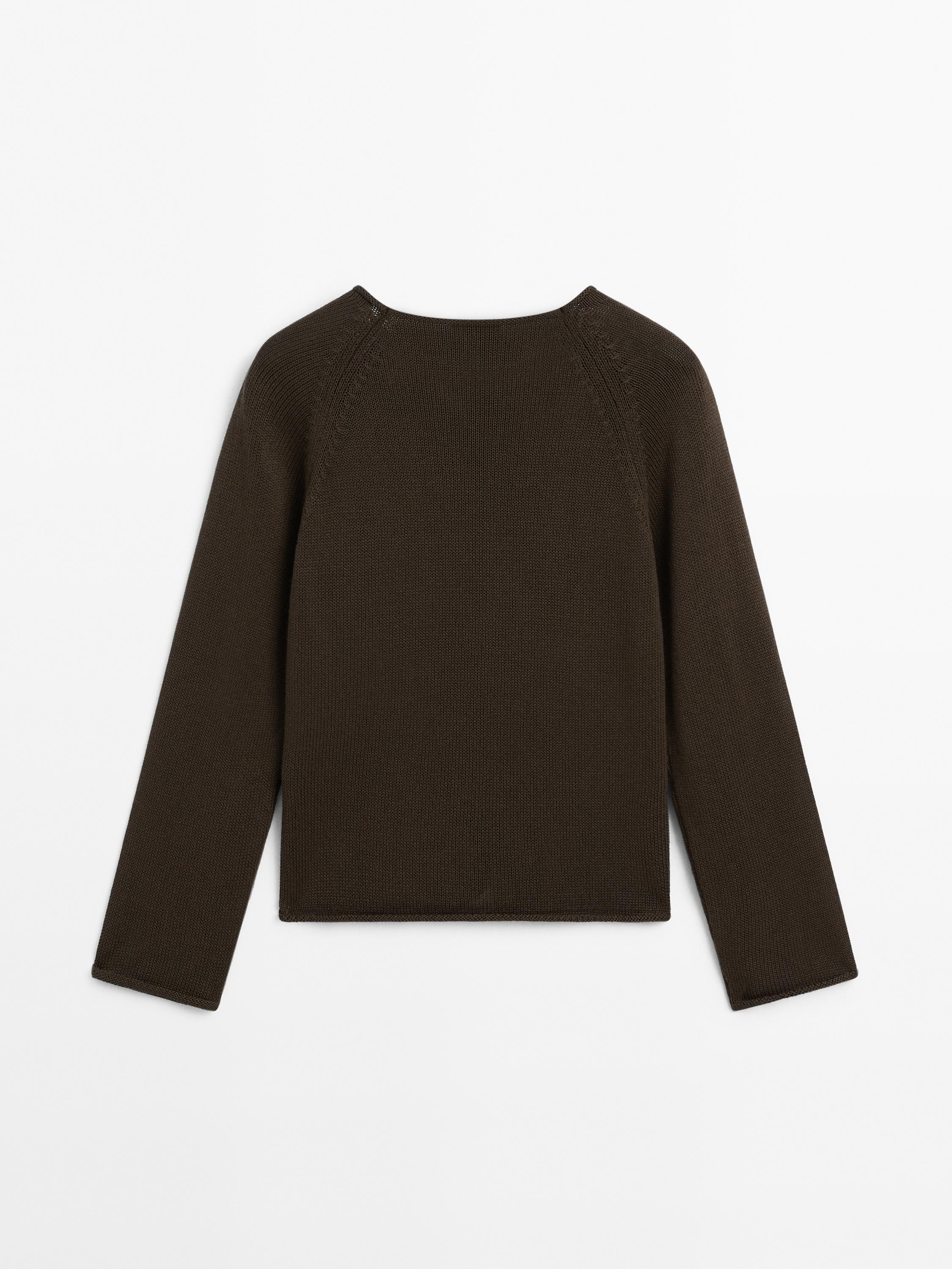 Purl knit cutwork sweater