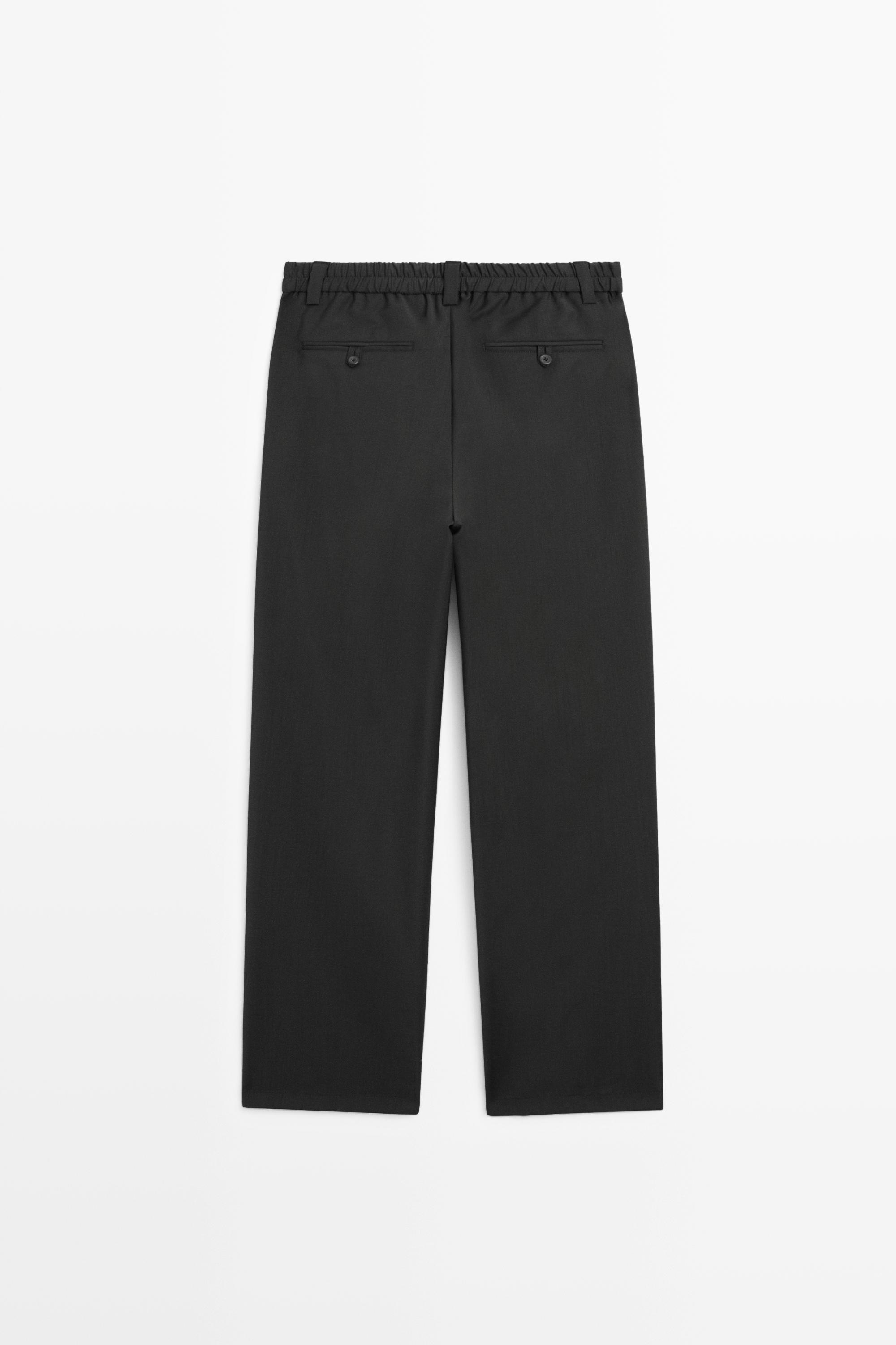 Relaxed fit cool wool trousers with darts · Black, Brown