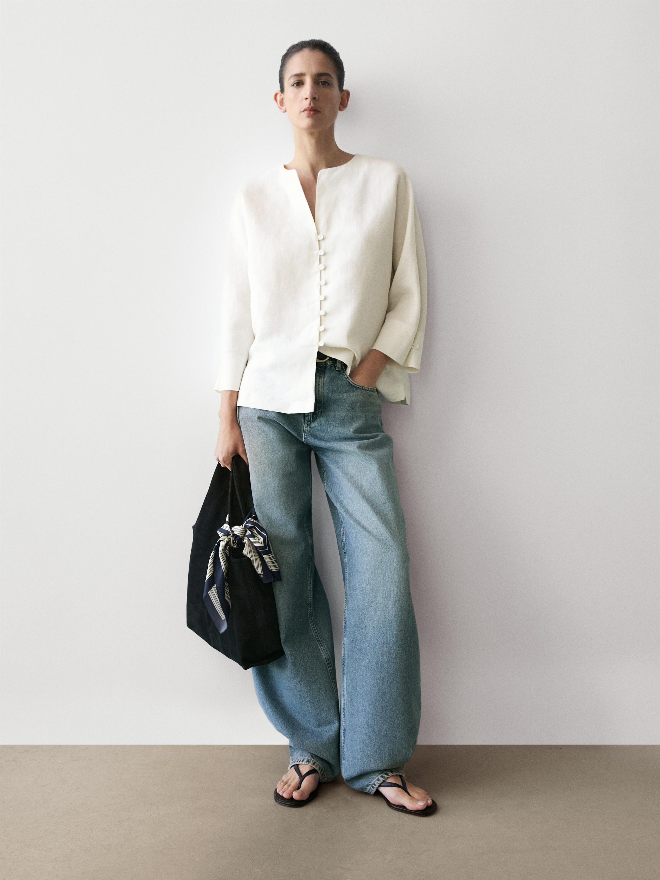 High-waist barrel fit jeans — Light Blue