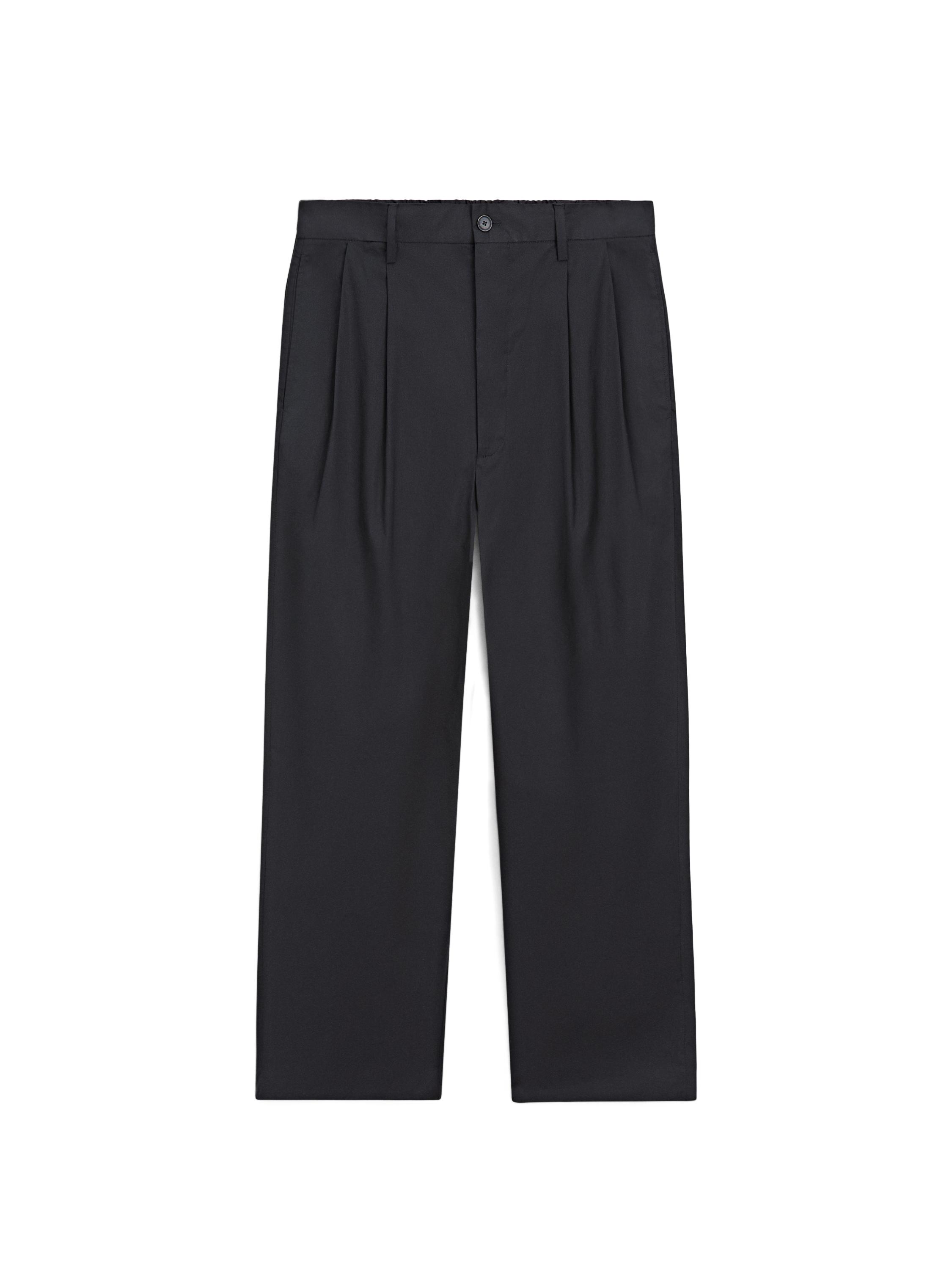 Cotton trousers with double darts — NAVY BLUE