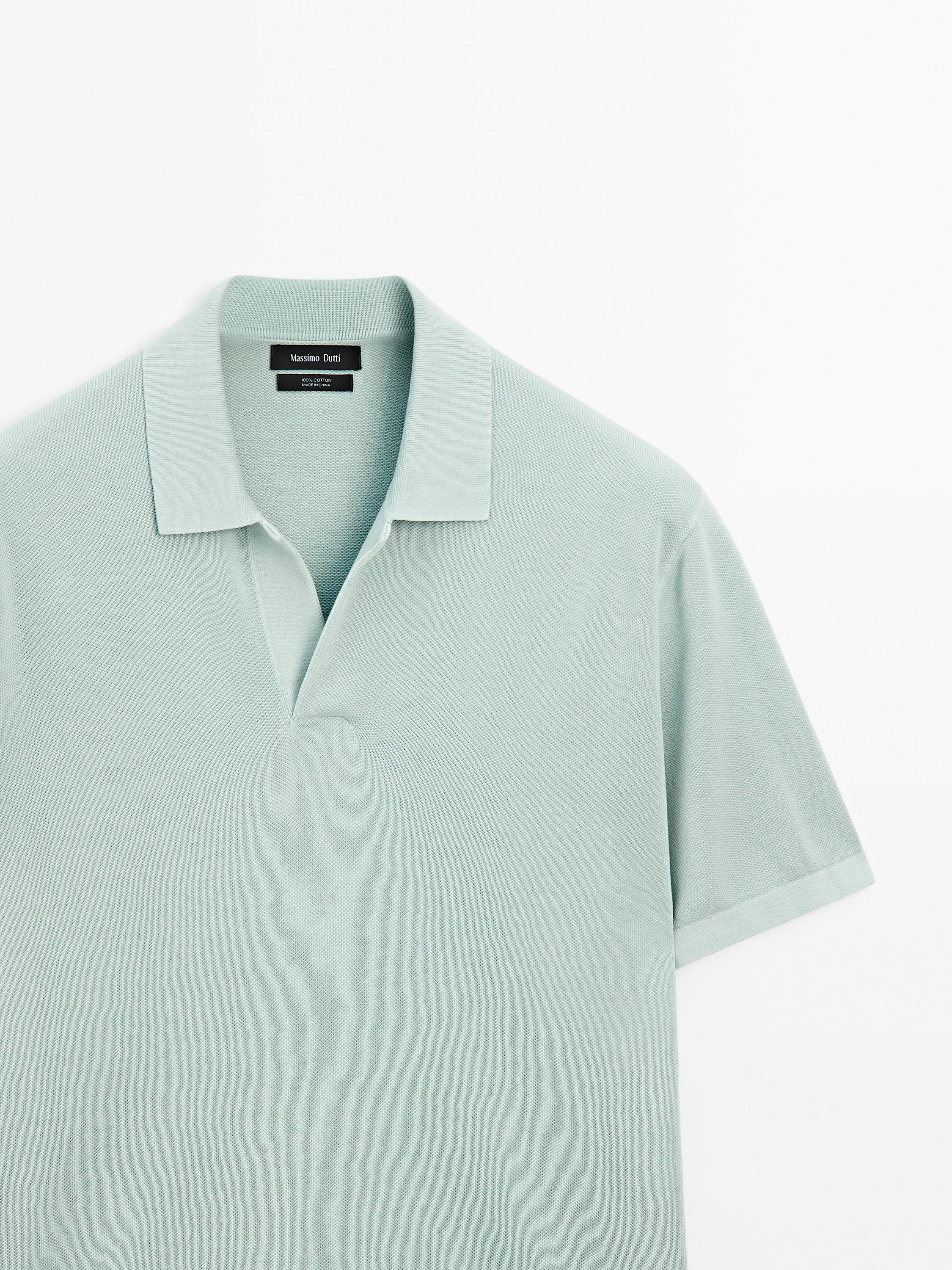 Knit V-neck polo shirt