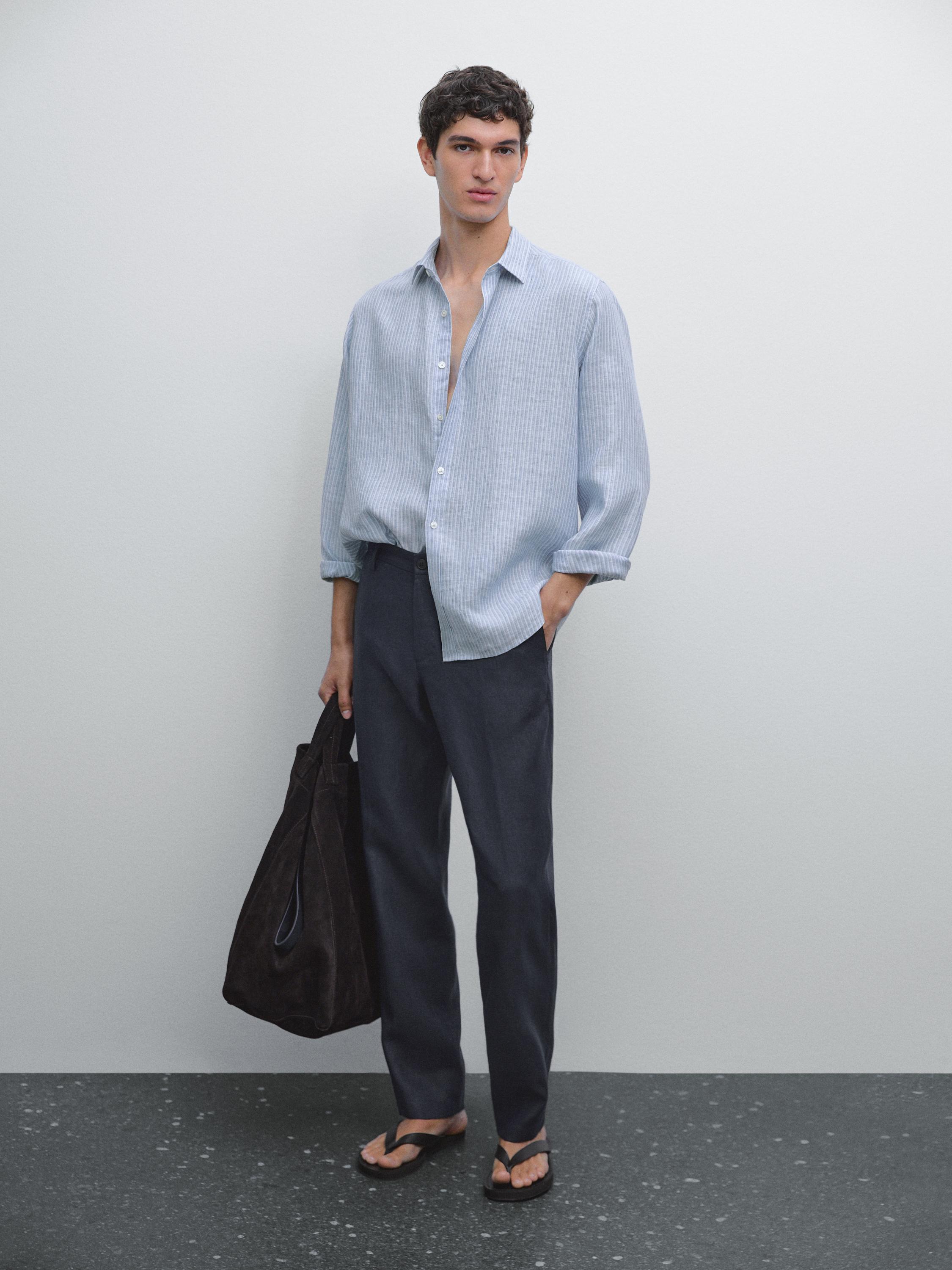 Regular fit linen trousers