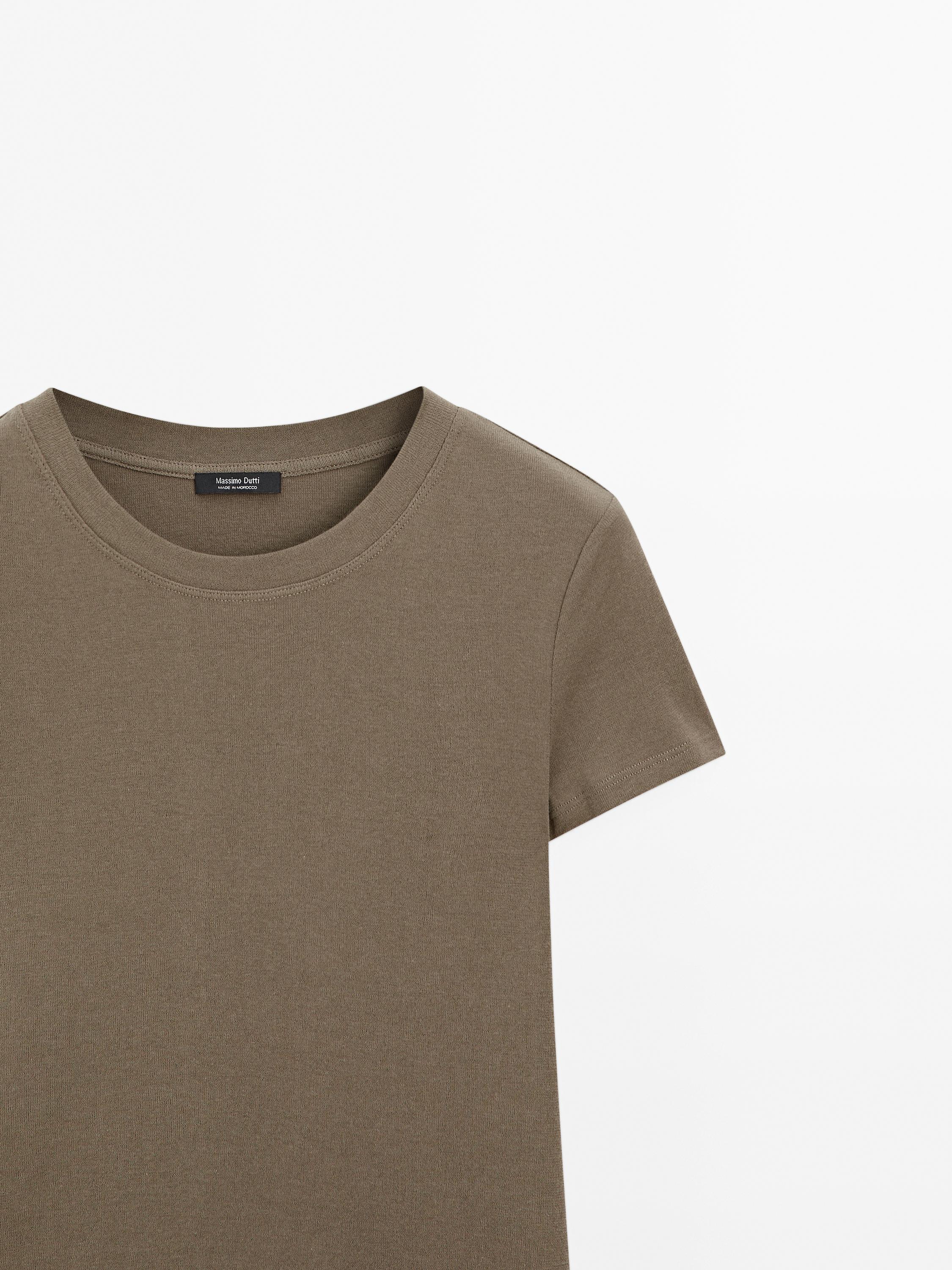 Textured crepe-effect cotton T-shirt