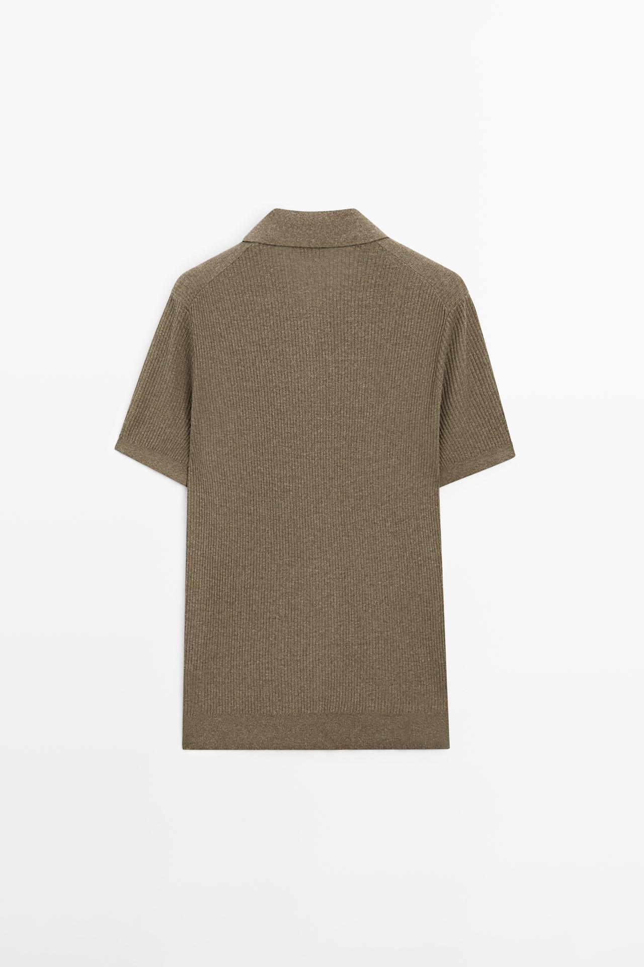 Cotton blend knit polo shirt — DARK OLIVE GREEN
